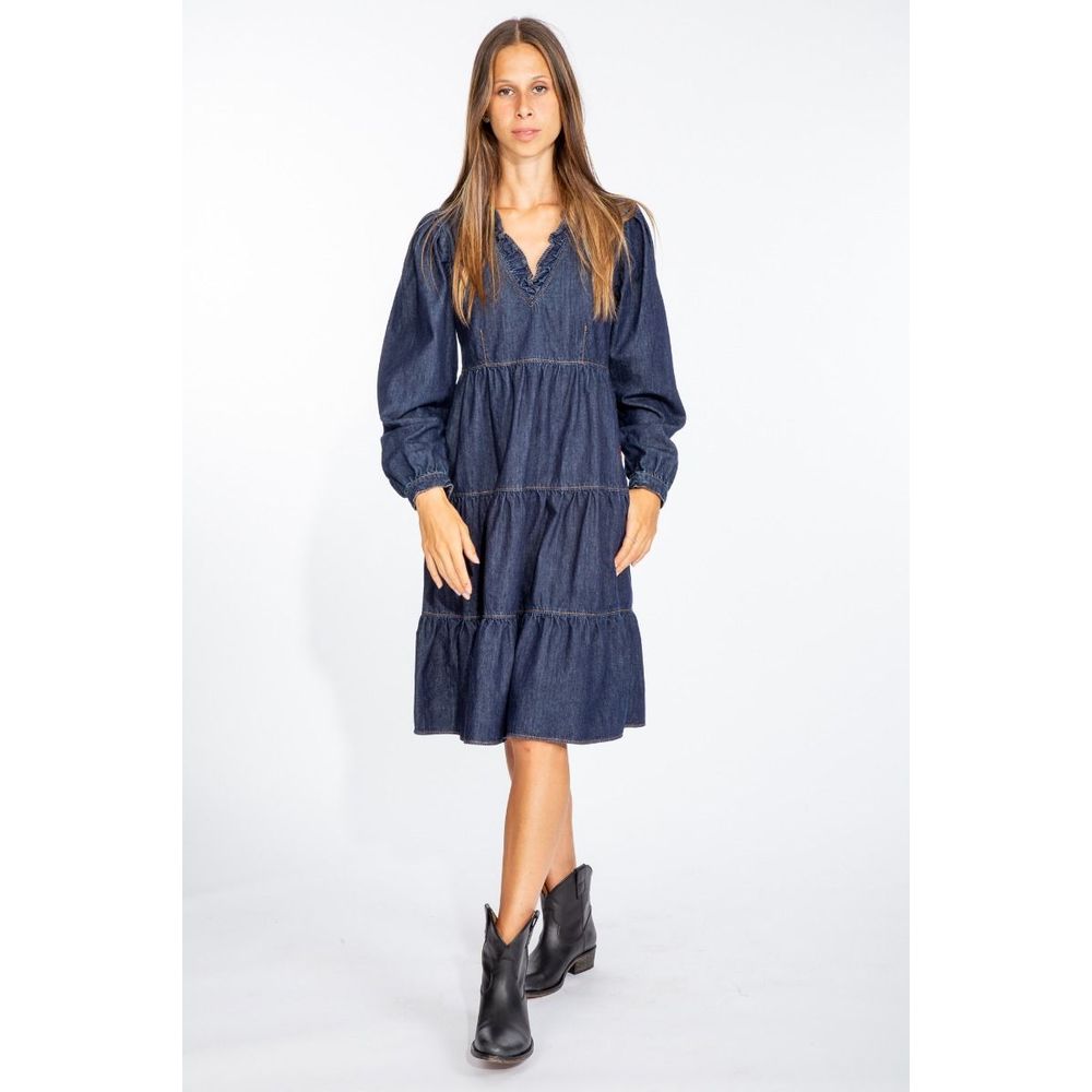 Love Moschino – Elegantes, dunkelblaues, ausgestelltes Jeanskleid
