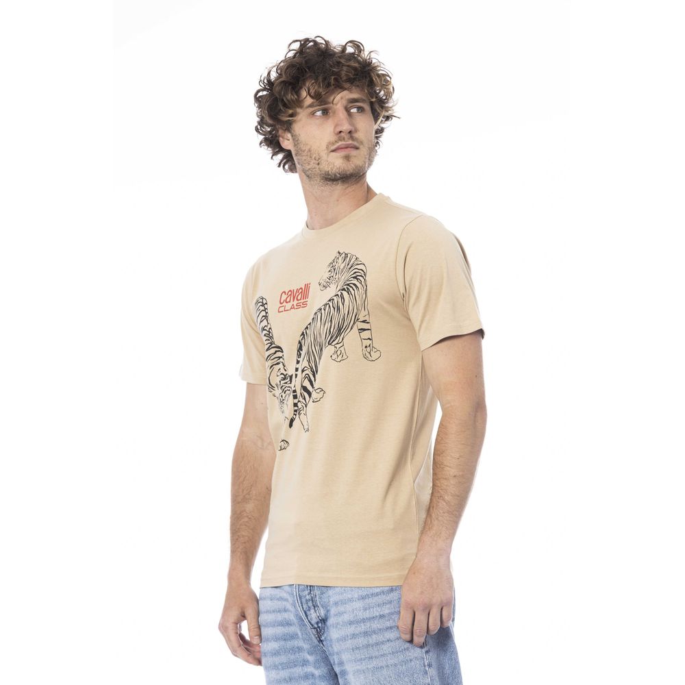 Tricou bărbătesc Cavalli Class bej din bumbac