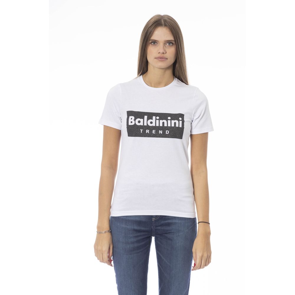Tricou Baldinini Trend alb din bumbac pentru femei