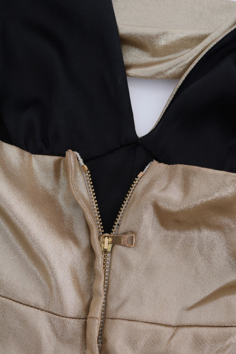 Dolce &amp; Gabbana – Bodysuit-Strampler aus Stretch-Seide in Gold und Schwarz