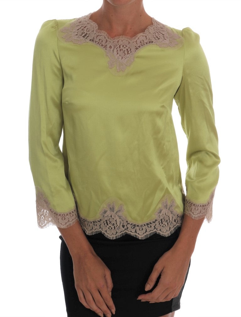 Dolce &amp; Gabbana Elegante Seidenbluse mit floraler Spitze