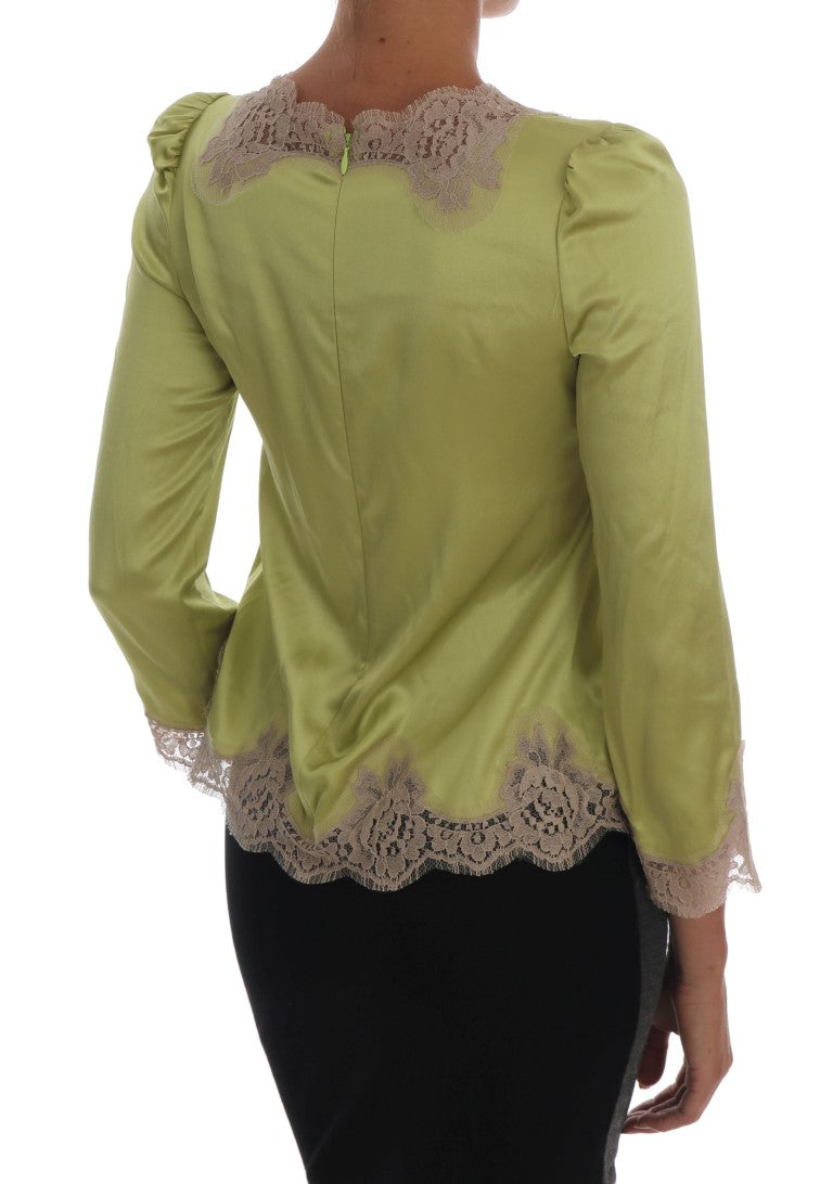 Dolce &amp; Gabbana Elegante Seidenbluse mit floraler Spitze