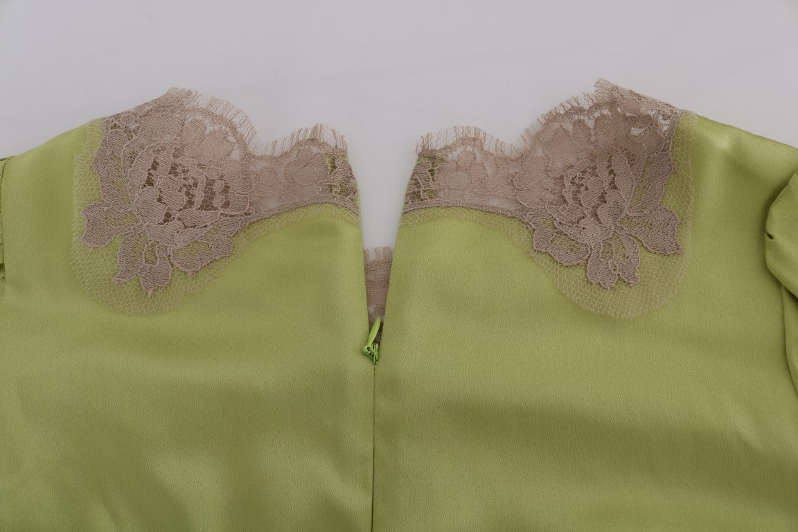 Dolce &amp; Gabbana Elegante Seidenbluse mit floraler Spitze
