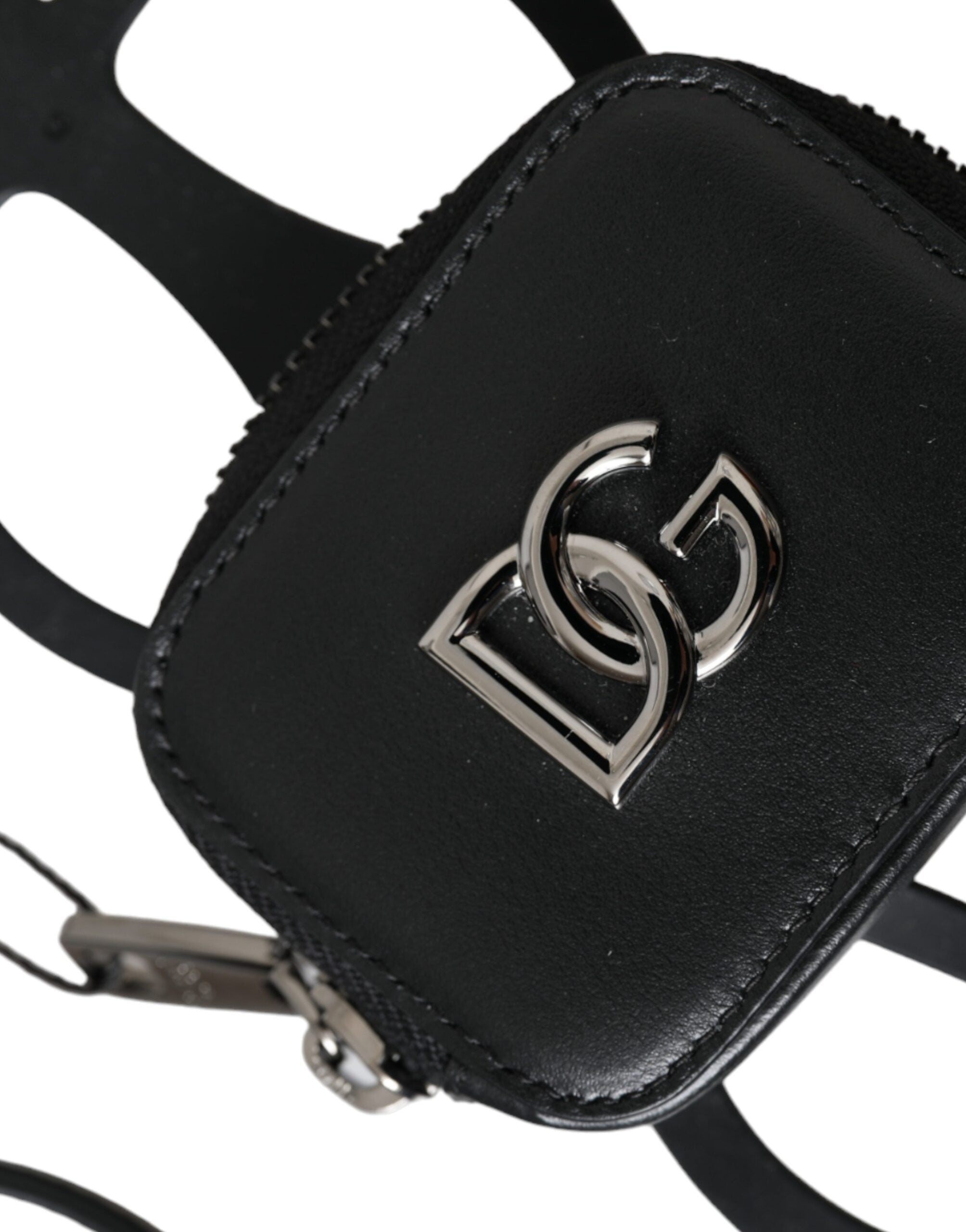 Dolce &amp; Gabbana – Geldbörse mit DG-Logo aus schwarzem Kalbsleder und Schlüsselband