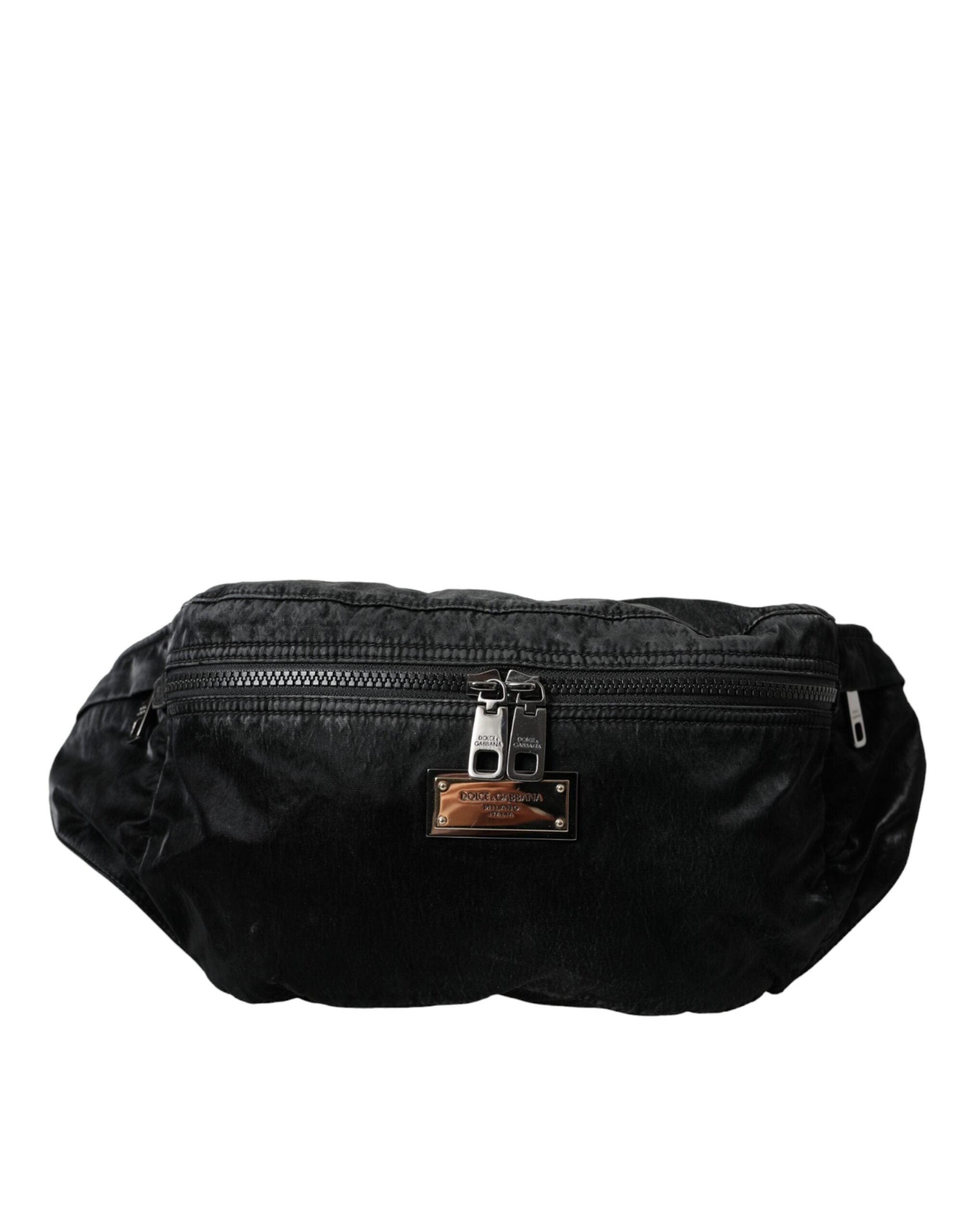 Dolce &amp; Gabbana – Gürteltasche mit Logo-Schild aus schwarzem Nylon