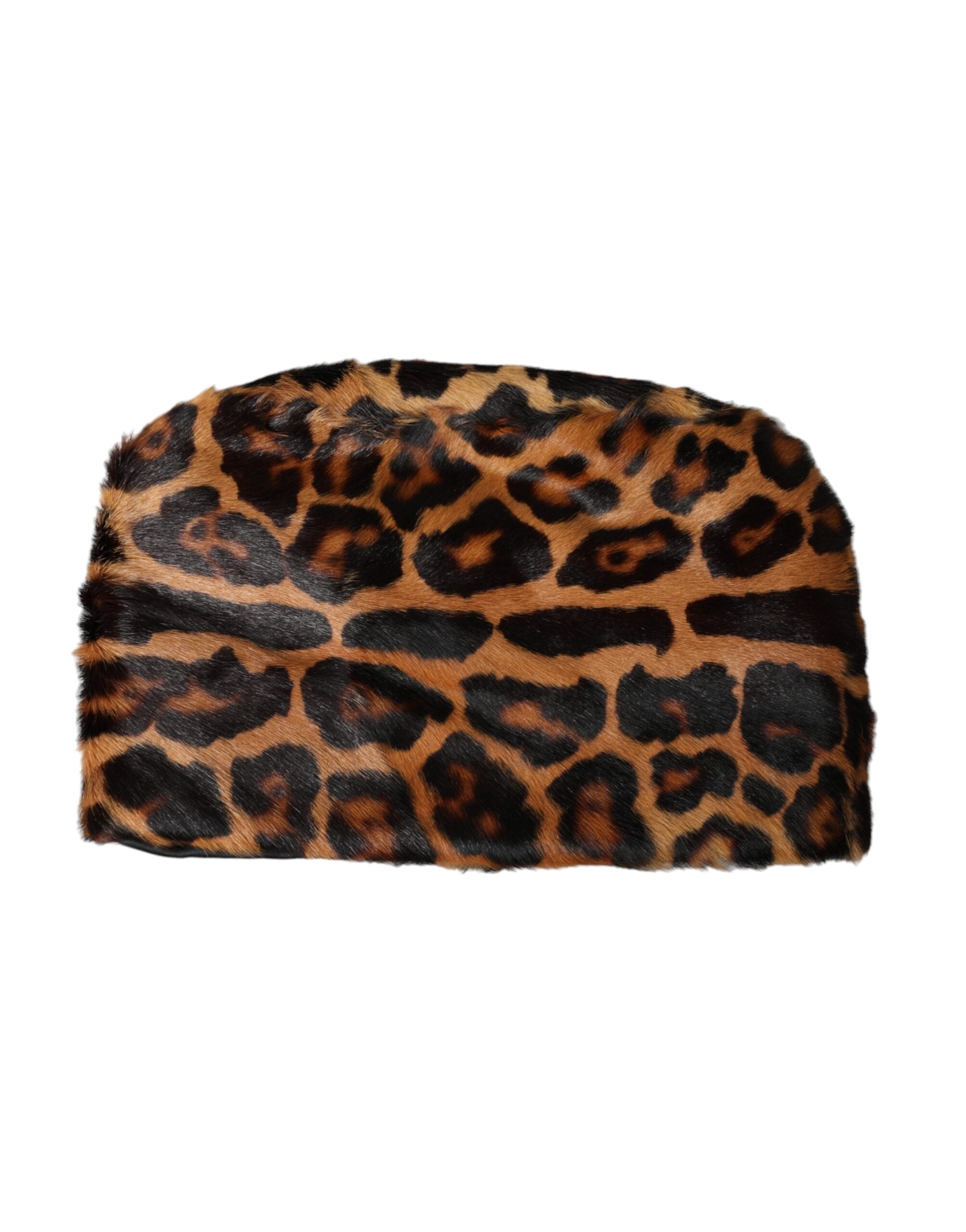 Pălărie Dolce &amp; Gabbana cu blană de leopard maro pentru femei