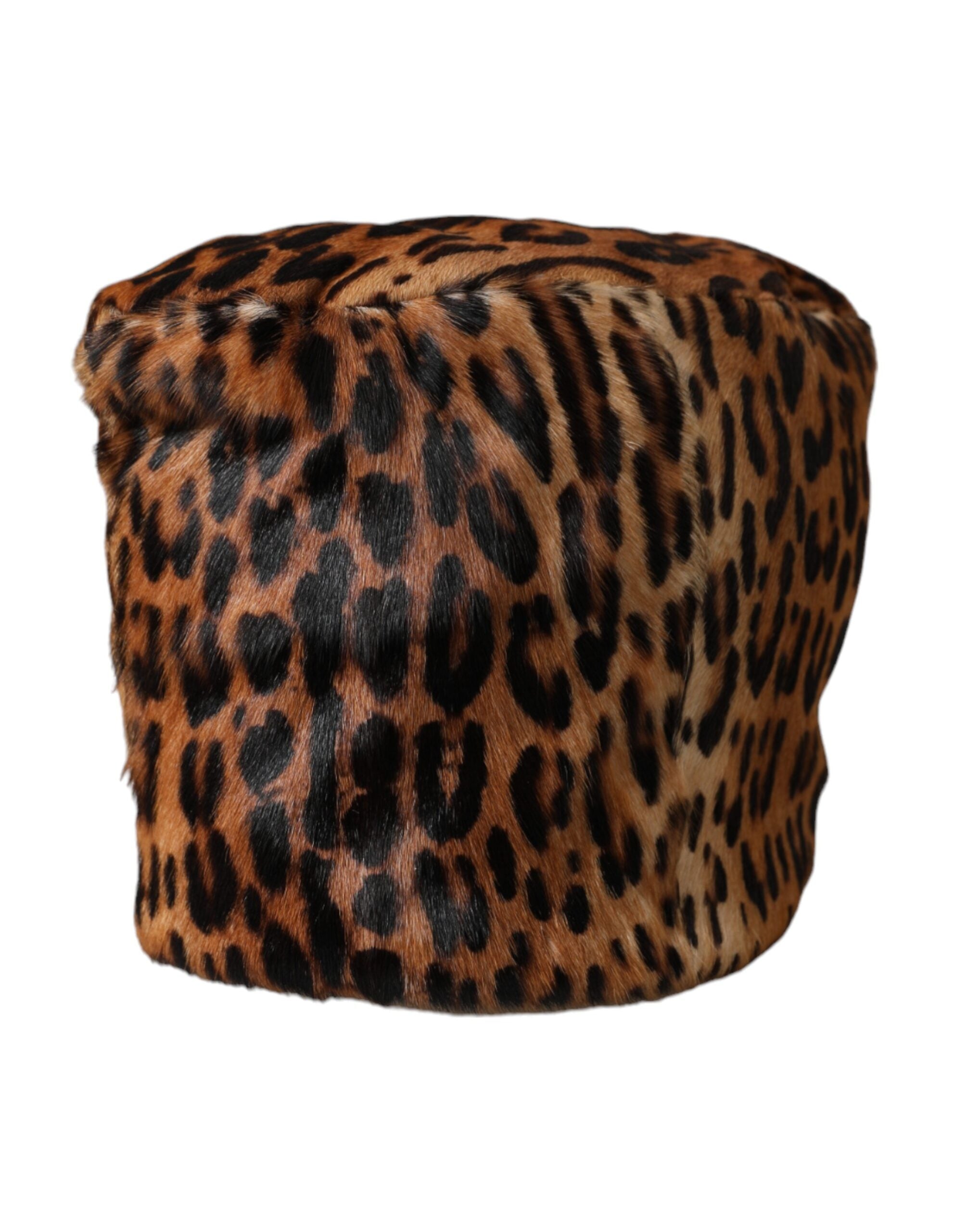 Pălărie Dolce &amp; Gabbana cu blană de leopard maro pentru femei