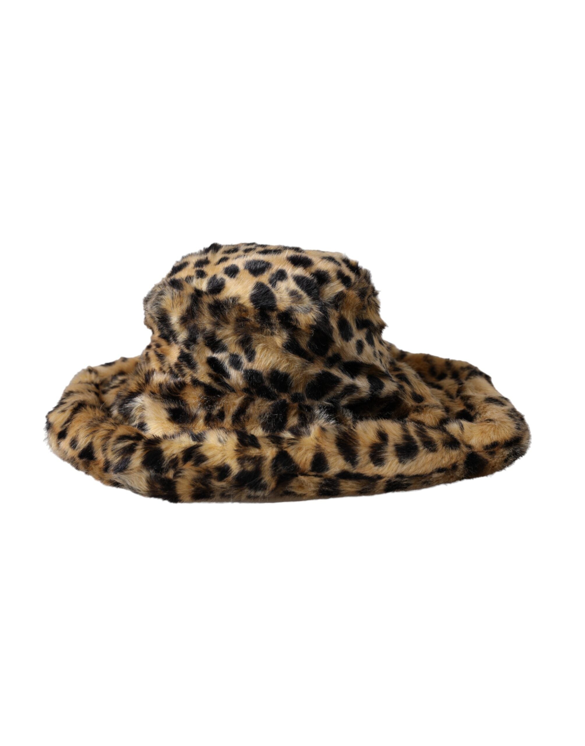 Pălărie Dolce &amp; Gabbana cu blană de leopard maro pentru femei