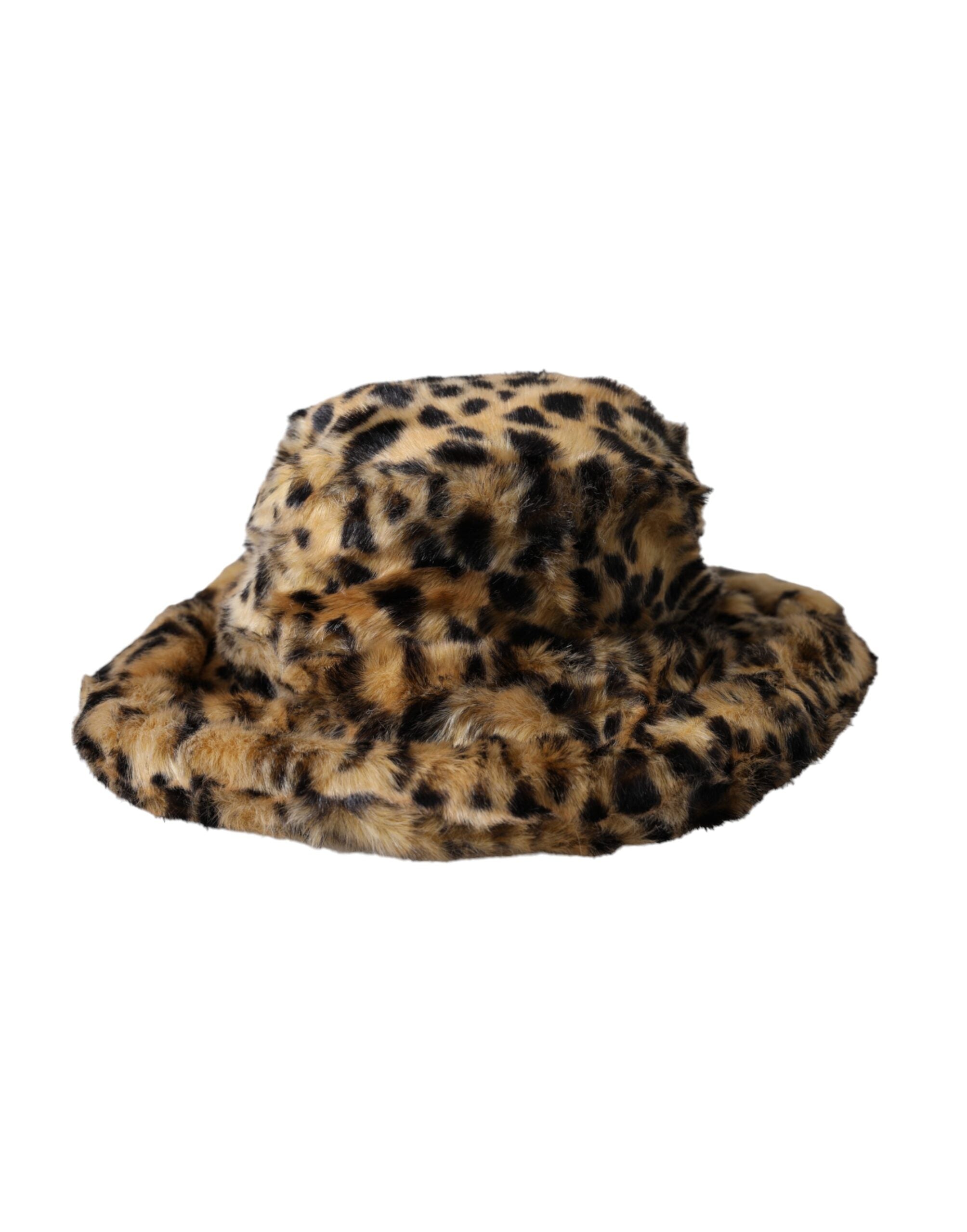 Pălărie Dolce &amp; Gabbana cu blană de leopard maro pentru femei
