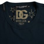 Dolce &amp; Gabbana Dunkelblaues T-Shirt aus Baumwolle mit Rundhalsausschnitt und kurzen Ärmeln