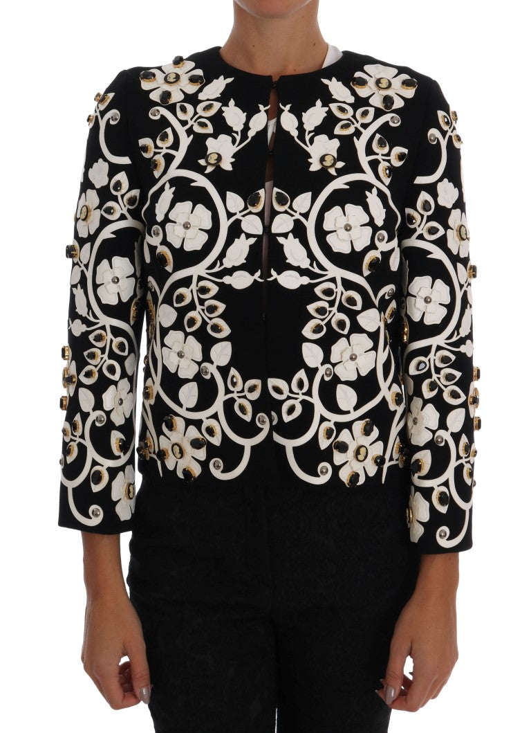 Dolce &amp; Gabbana – Wollmantel mit Blumenstickerei und Kristallen