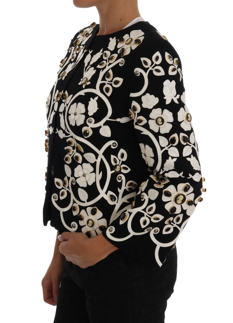 Dolce &amp; Gabbana – Wollmantel mit Blumenstickerei und Kristallen