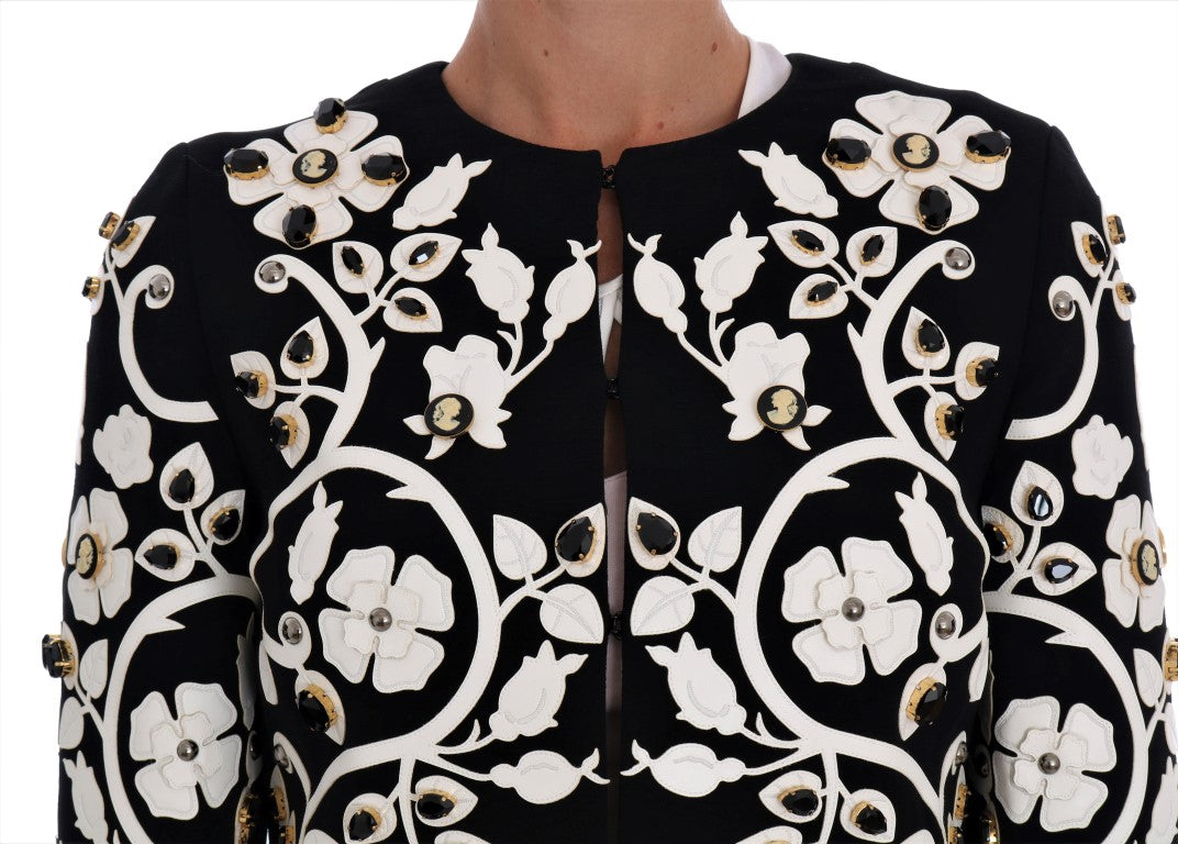 Dolce &amp; Gabbana – Wollmantel mit Blumenstickerei und Kristallen
