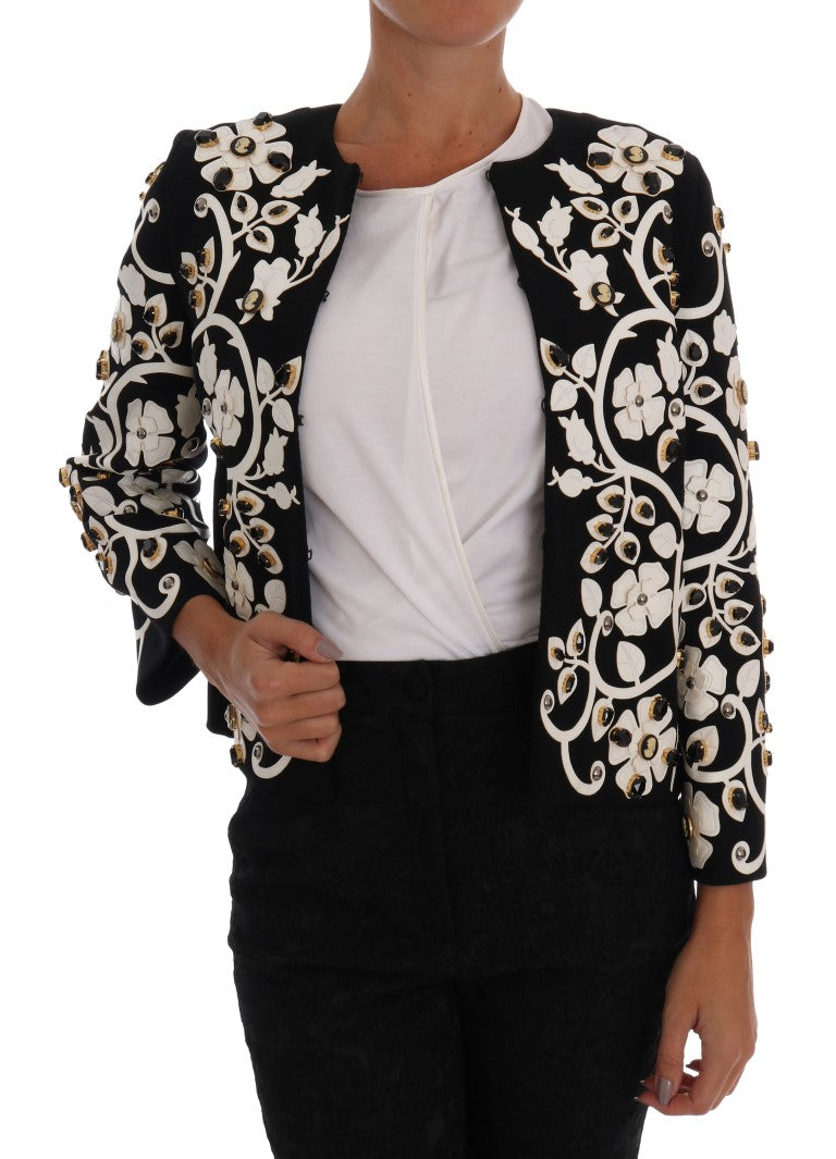 Dolce &amp; Gabbana – Wollmantel mit Blumenstickerei und Kristallen