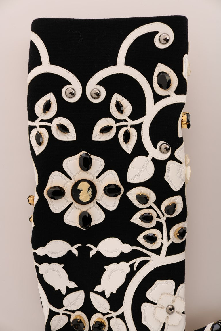Dolce &amp; Gabbana – Wollmantel mit Blumenstickerei und Kristallen