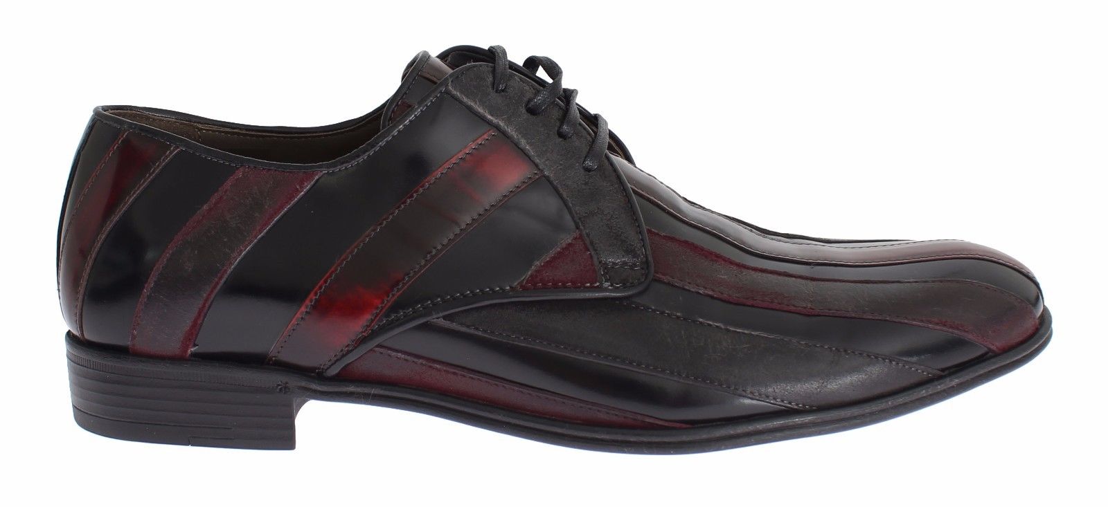 Dolce &amp; Gabbana Elegante schwarze, bordeaux gestreifte Lederschuhe