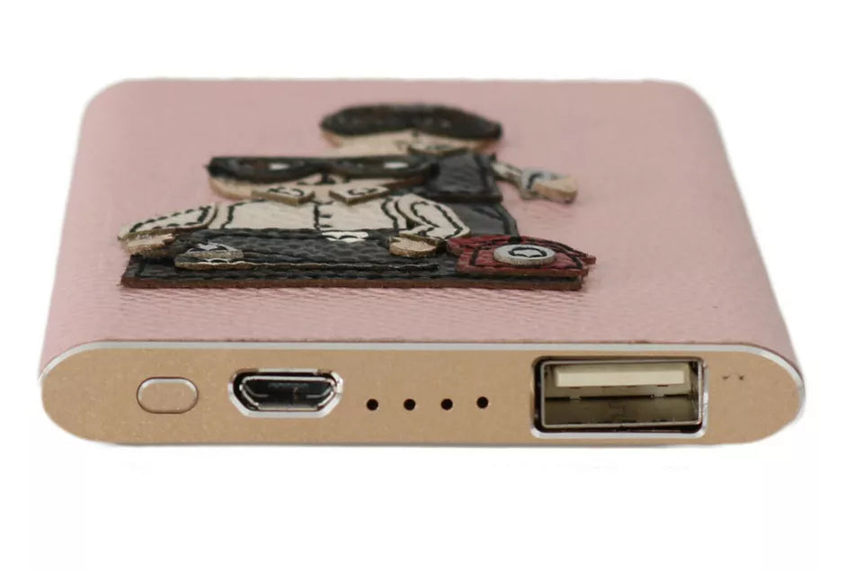 Dolce &amp; Gabbana Schicke Powerbank aus rosa Leder