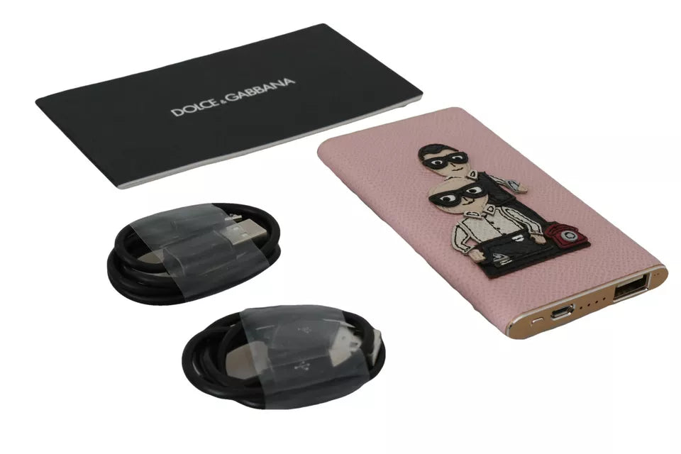 Dolce &amp; Gabbana Schicke Powerbank aus rosa Leder