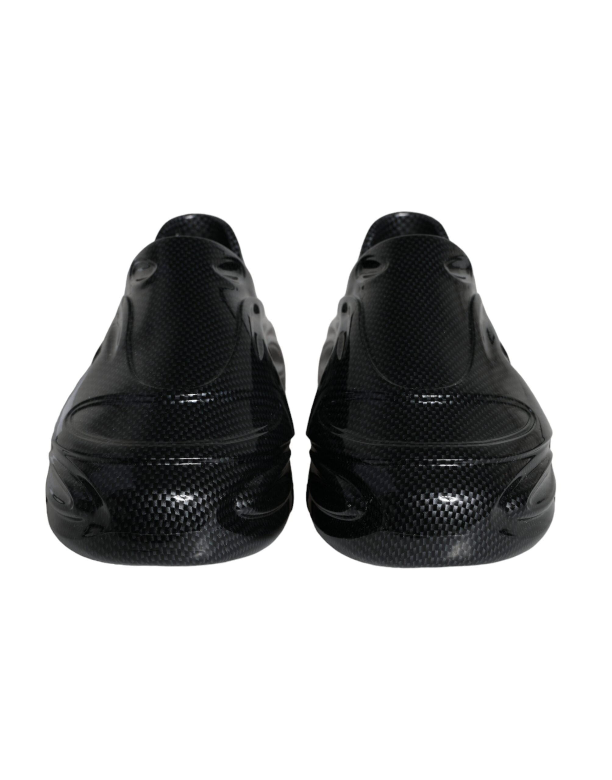 Dolce &amp; Gabbana – Toy Low Top Sneakers aus schwarzem, foliertem Gummi für Herren