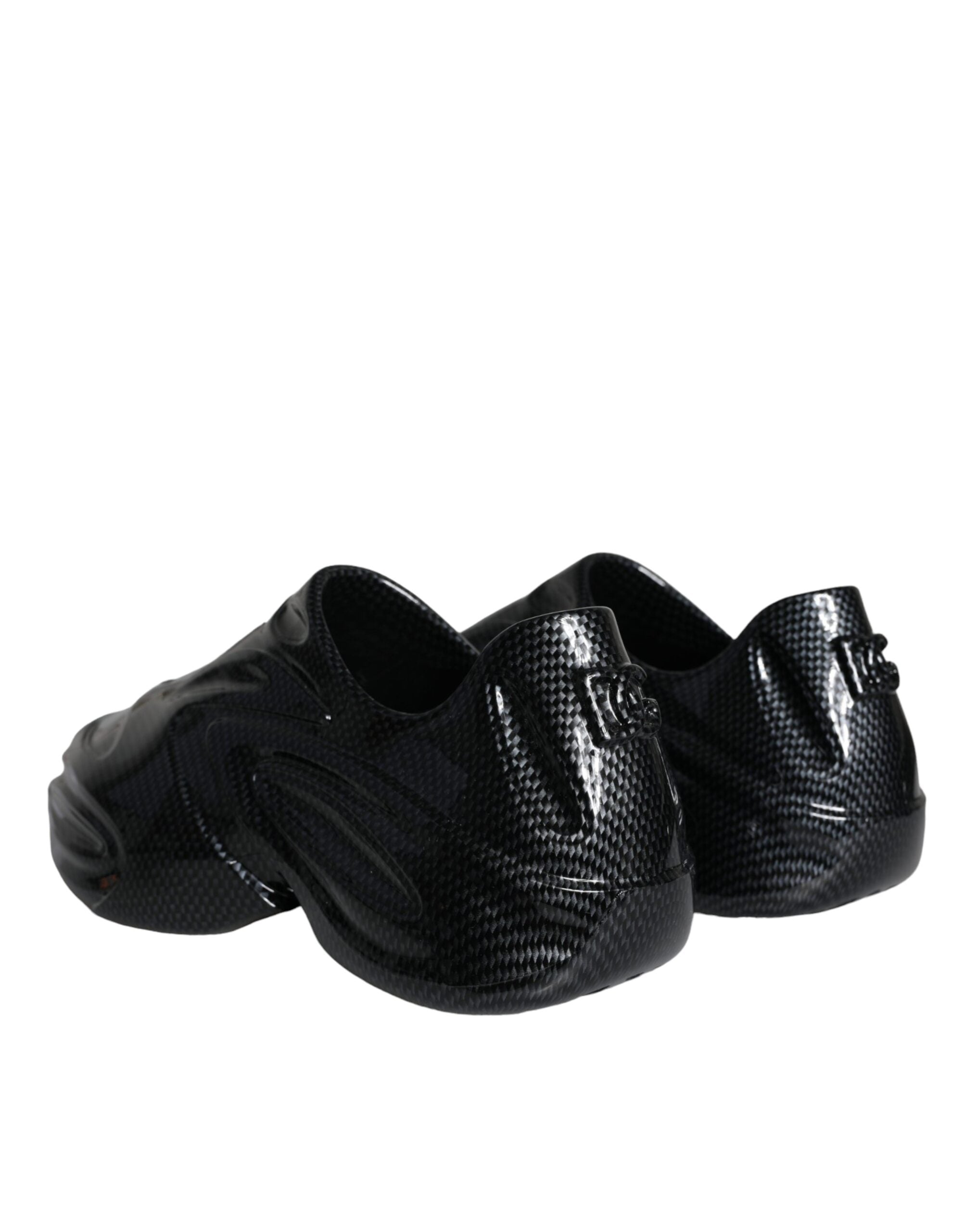 Dolce &amp; Gabbana – Toy Low Top Sneakers aus schwarzem, foliertem Gummi für Herren