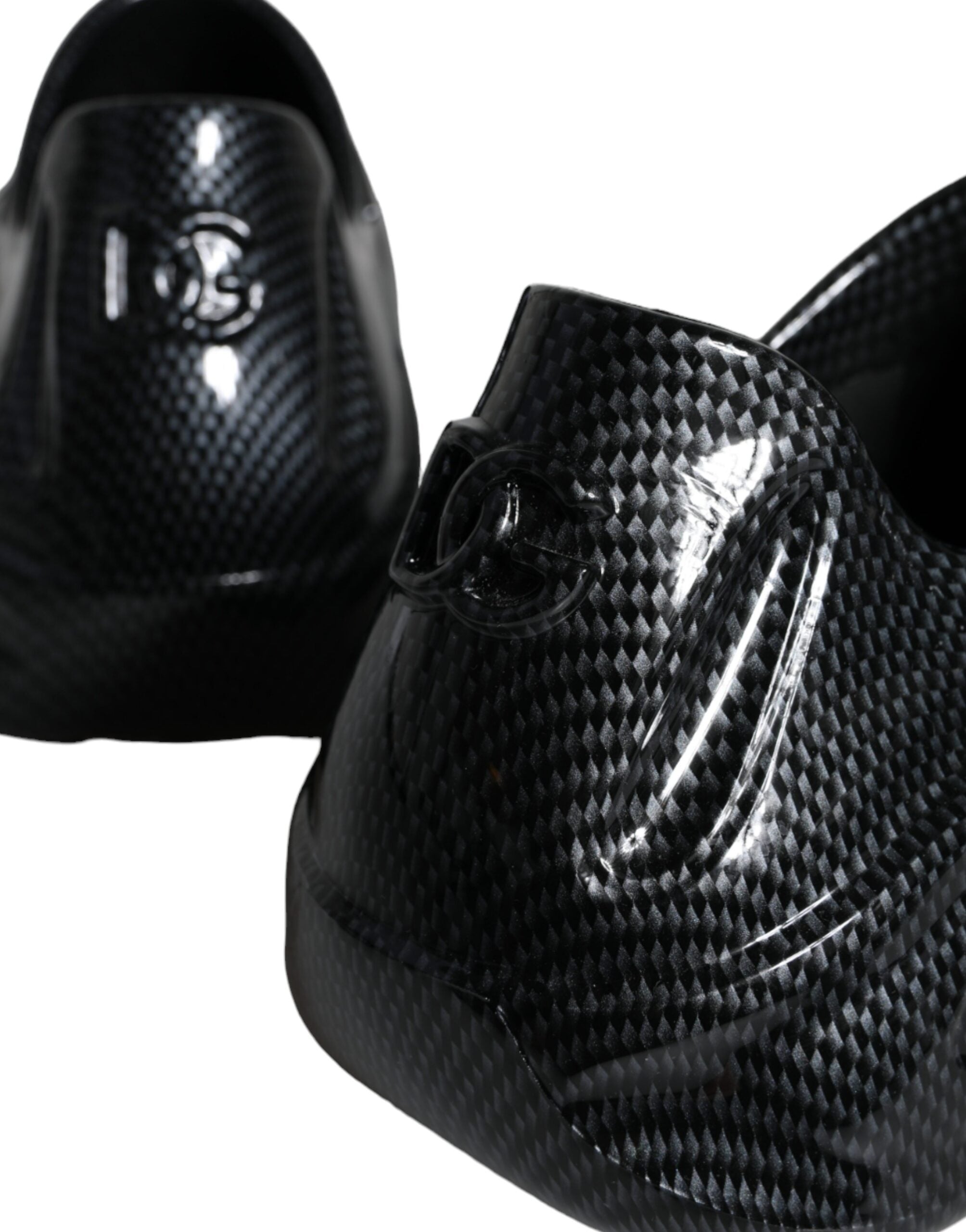 Dolce &amp; Gabbana – Toy Low Top Sneakers aus schwarzem, foliertem Gummi für Herren