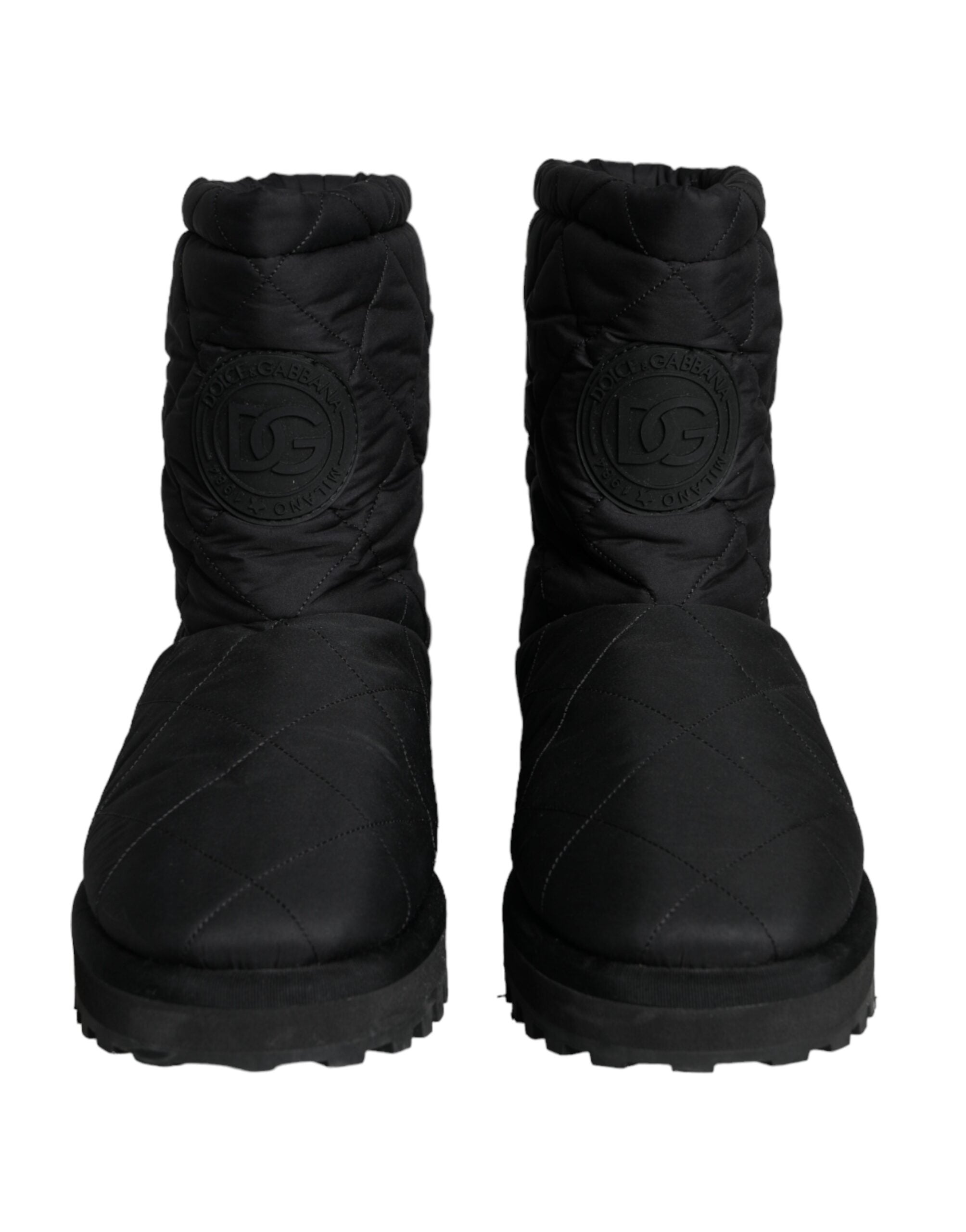Dolce &amp; Gabbana Herren Stiefeletten aus schwarzem Nylon mit gepolsterter Wadenmitte
