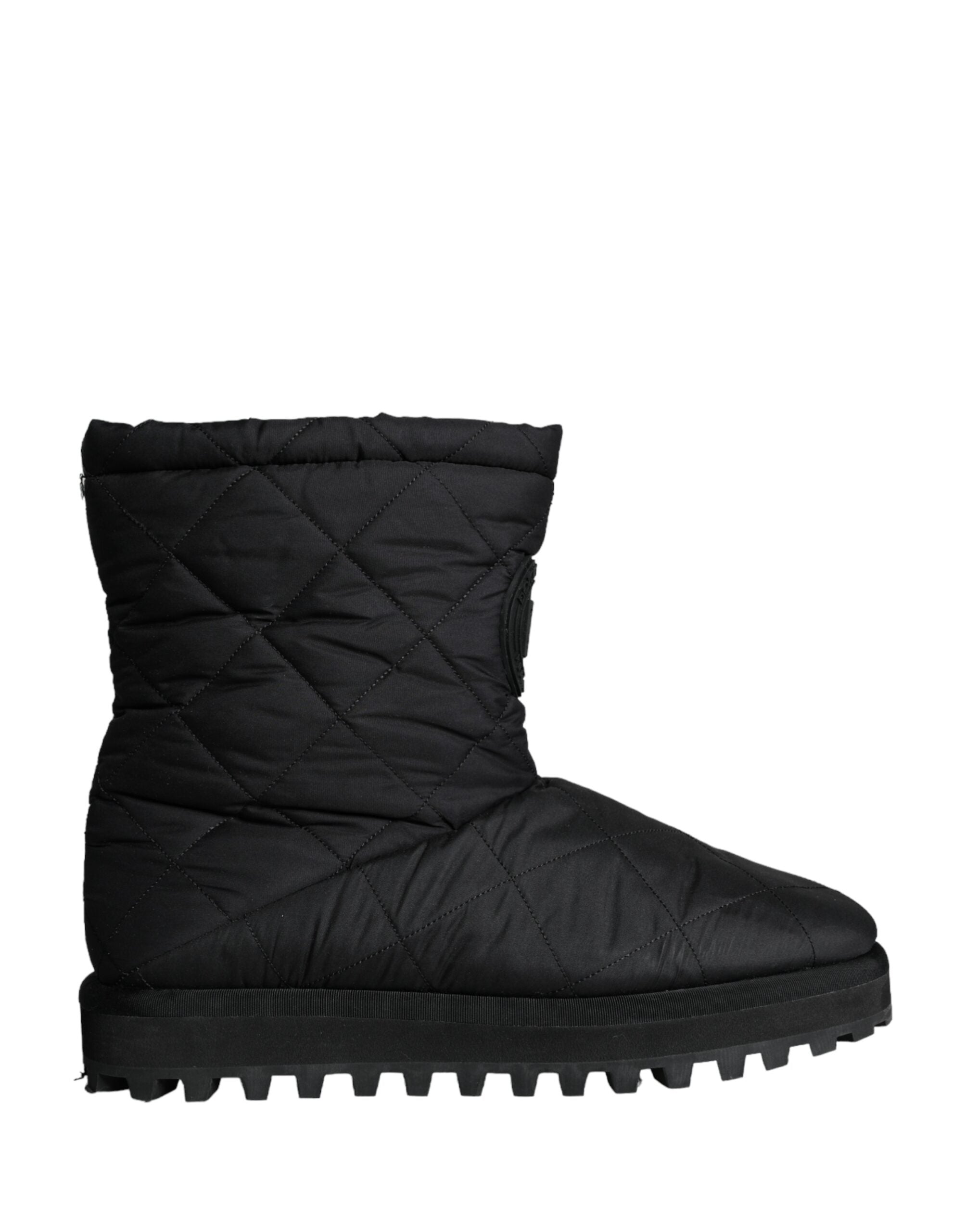 Dolce &amp; Gabbana Herren Stiefeletten aus schwarzem Nylon mit gepolsterter Wadenmitte