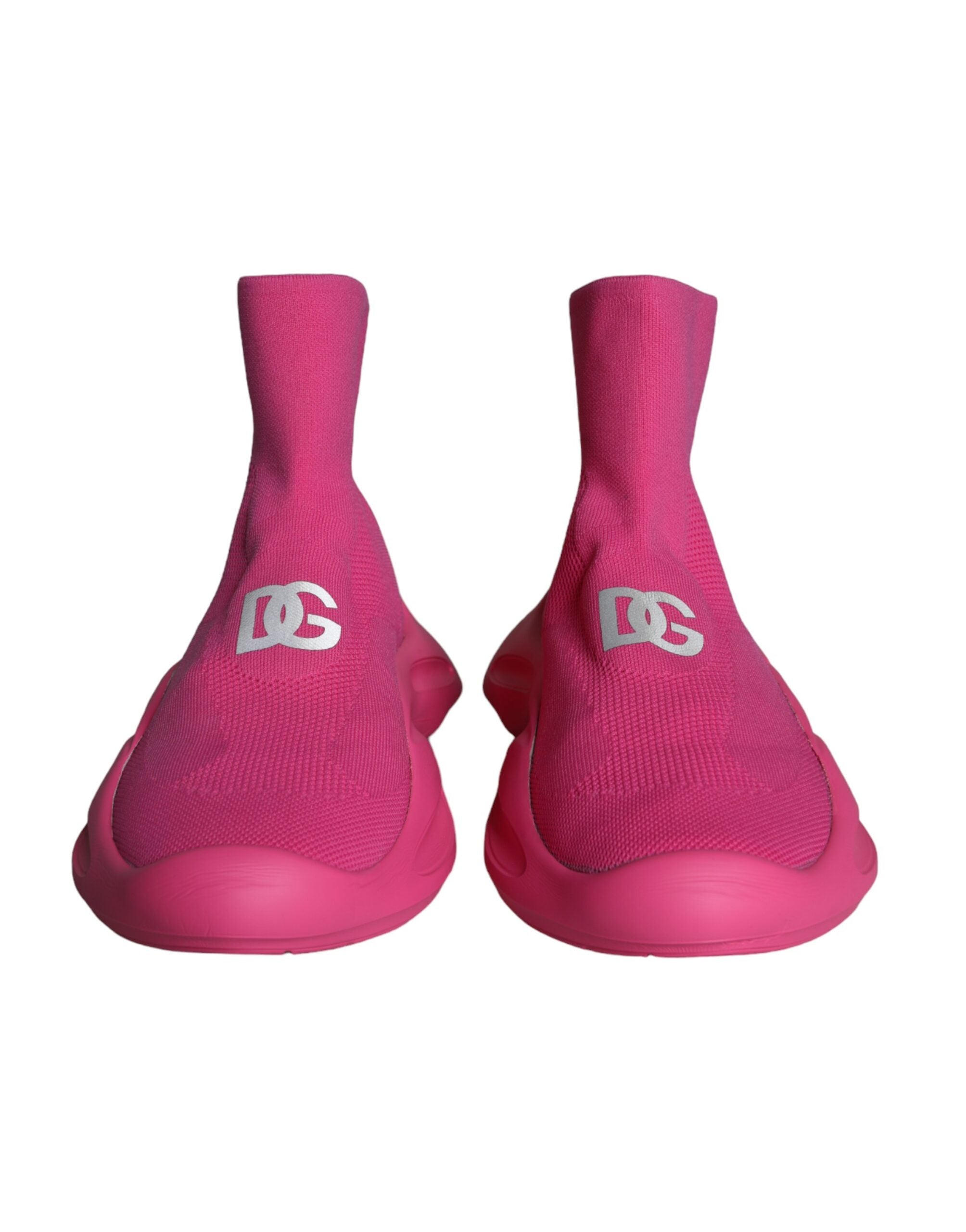 Dolce &amp; Gabbana Pink Logo Print Slip On Socken Sneakers Schuhe