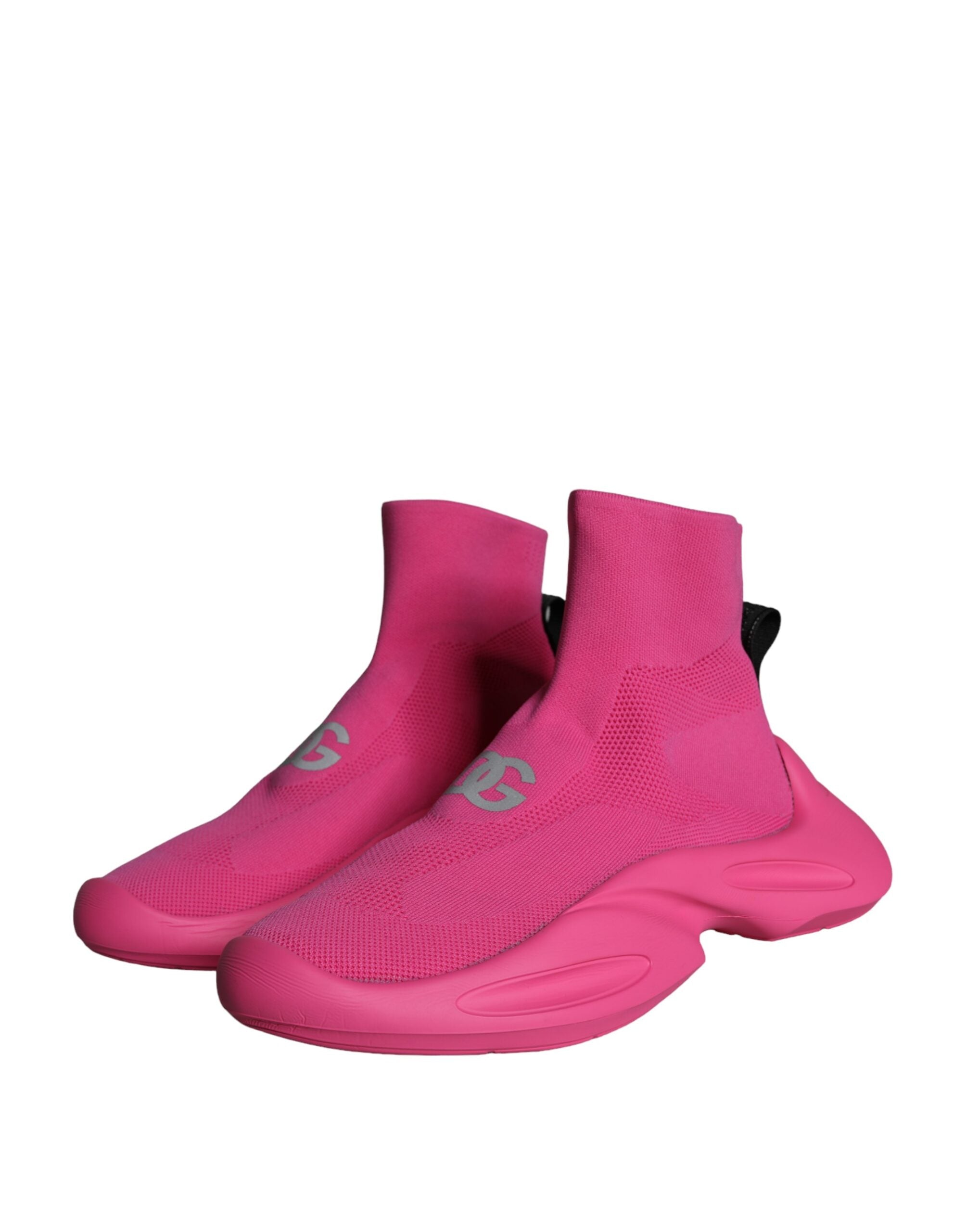 Dolce &amp; Gabbana Pink Logo Print Slip On Socken Sneakers Schuhe