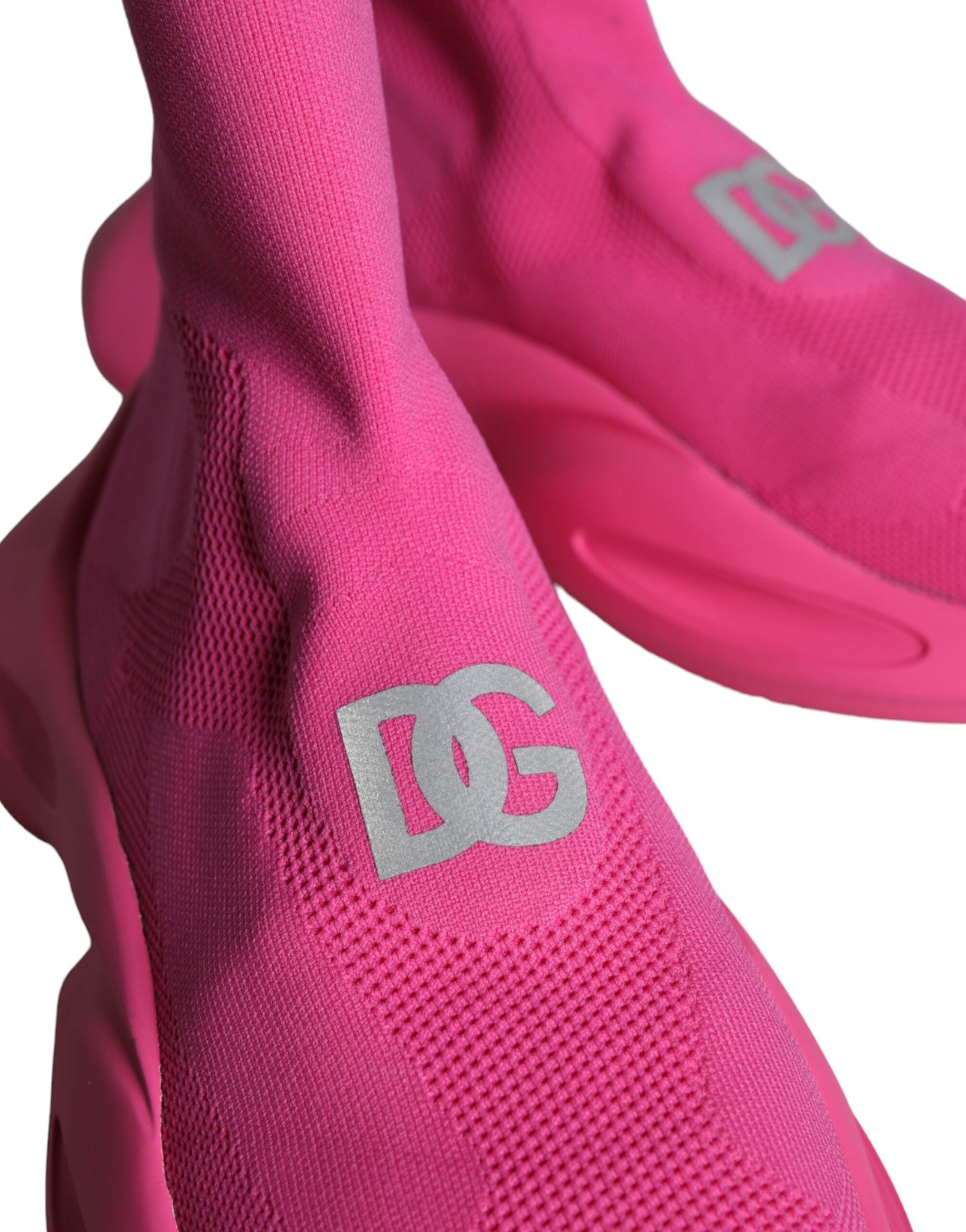 Dolce &amp; Gabbana Pink Logo Print Slip On Socken Sneakers Schuhe