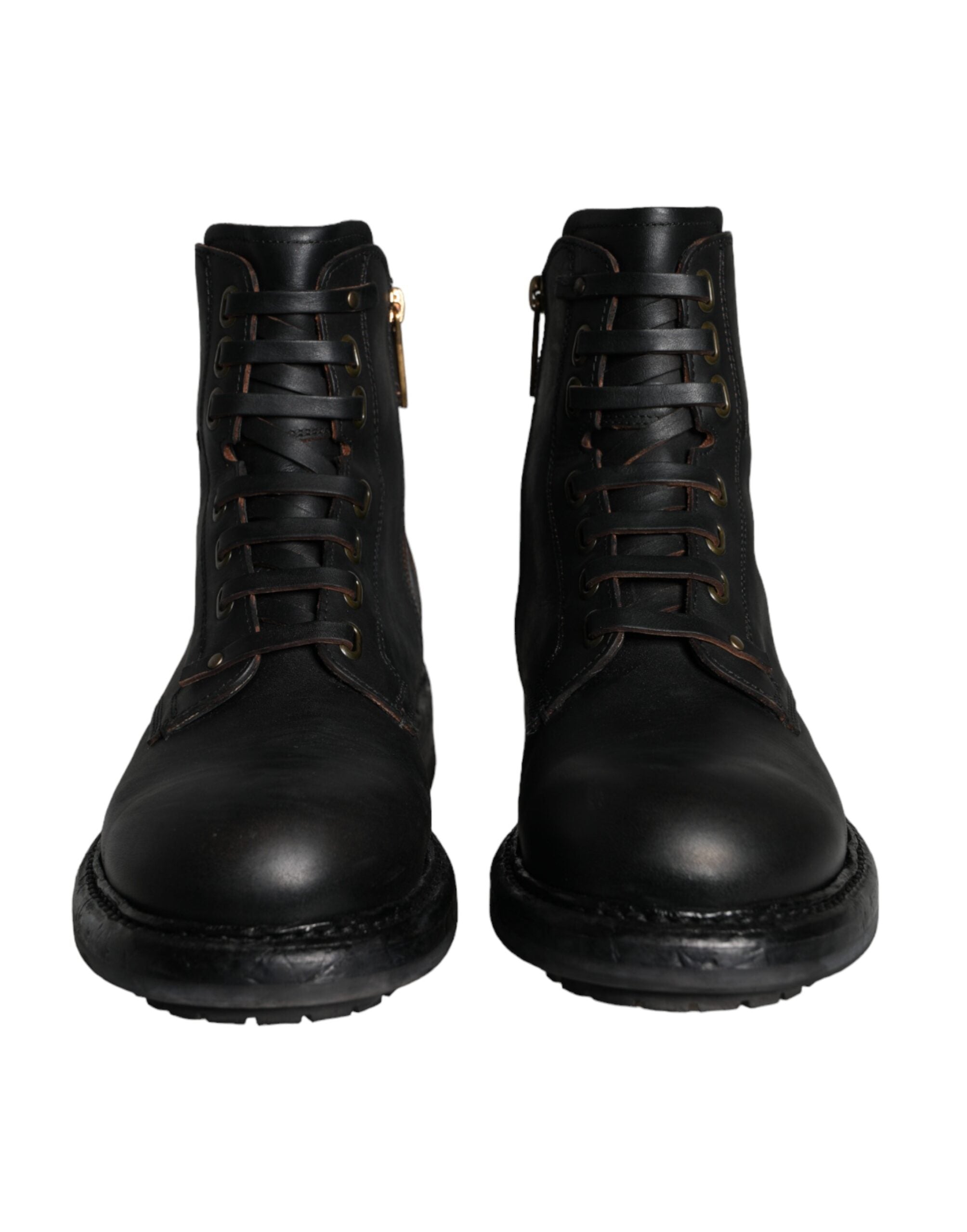 Dolce &amp; Gabbana – Schwarze Schnürstiefeletten mit halbhohem Schaft Herren Schuhe