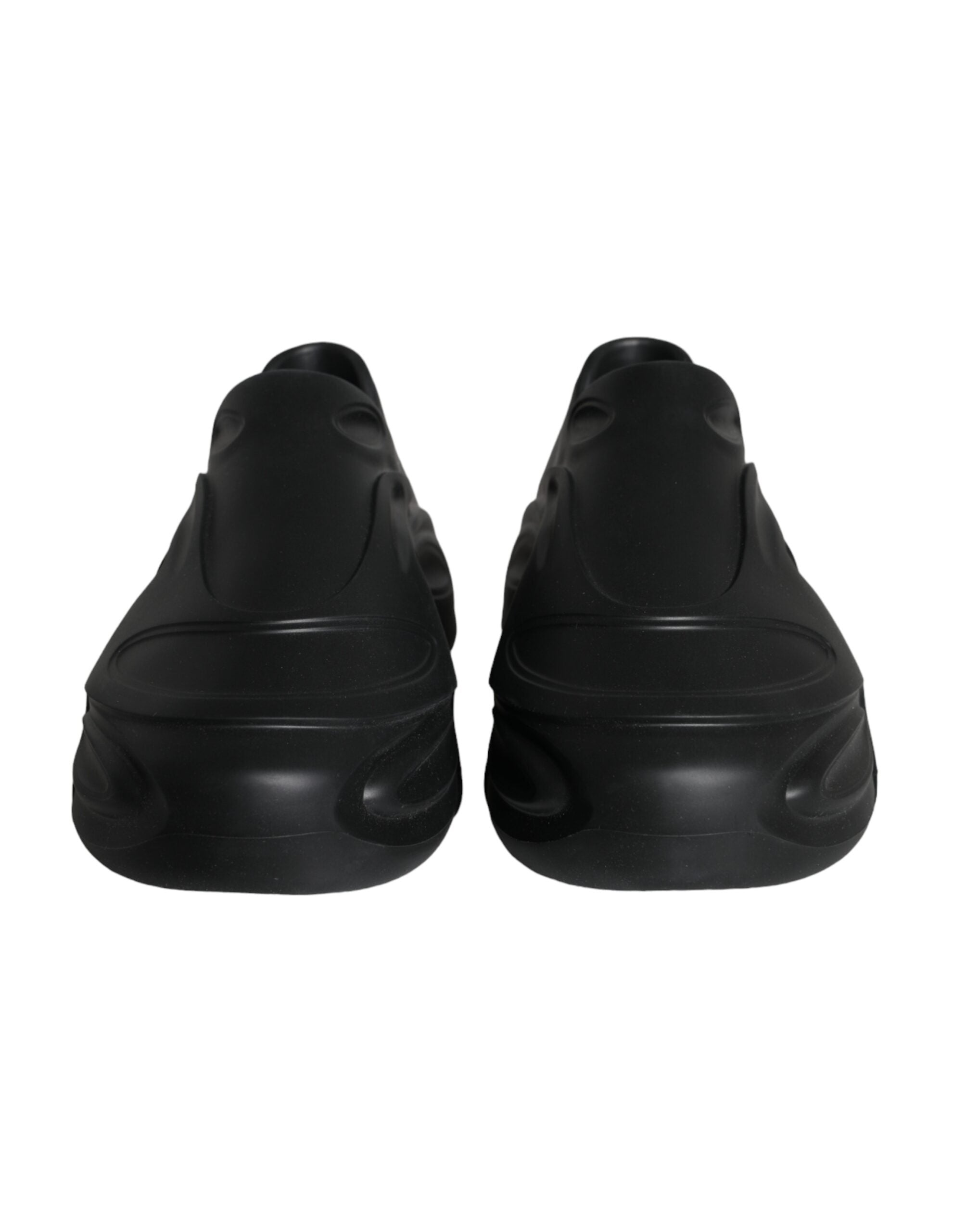 Dolce &amp; Gabbana – Schwarze, folierte Gummi-Toy-Sneakers mit niedrigem Schaft