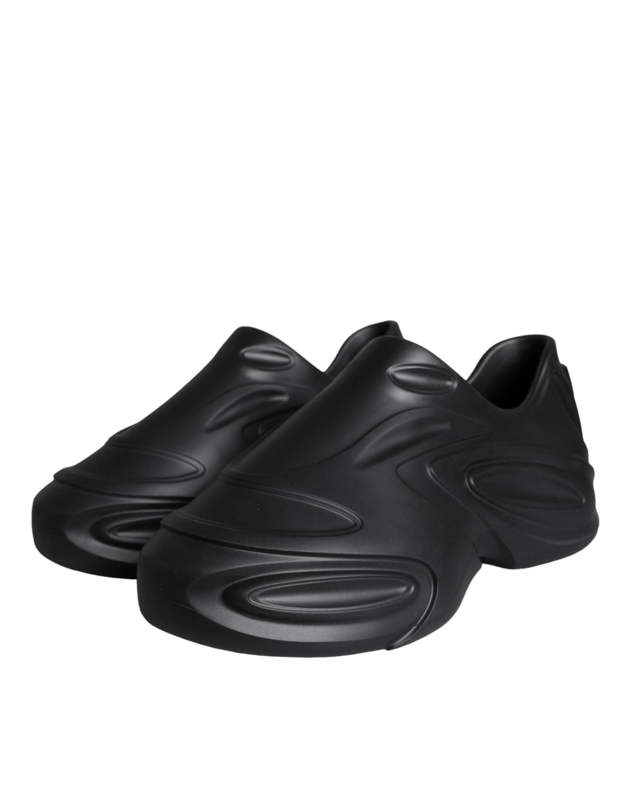 Dolce &amp; Gabbana – Schwarze, folierte Gummi-Toy-Sneakers mit niedrigem Schaft
