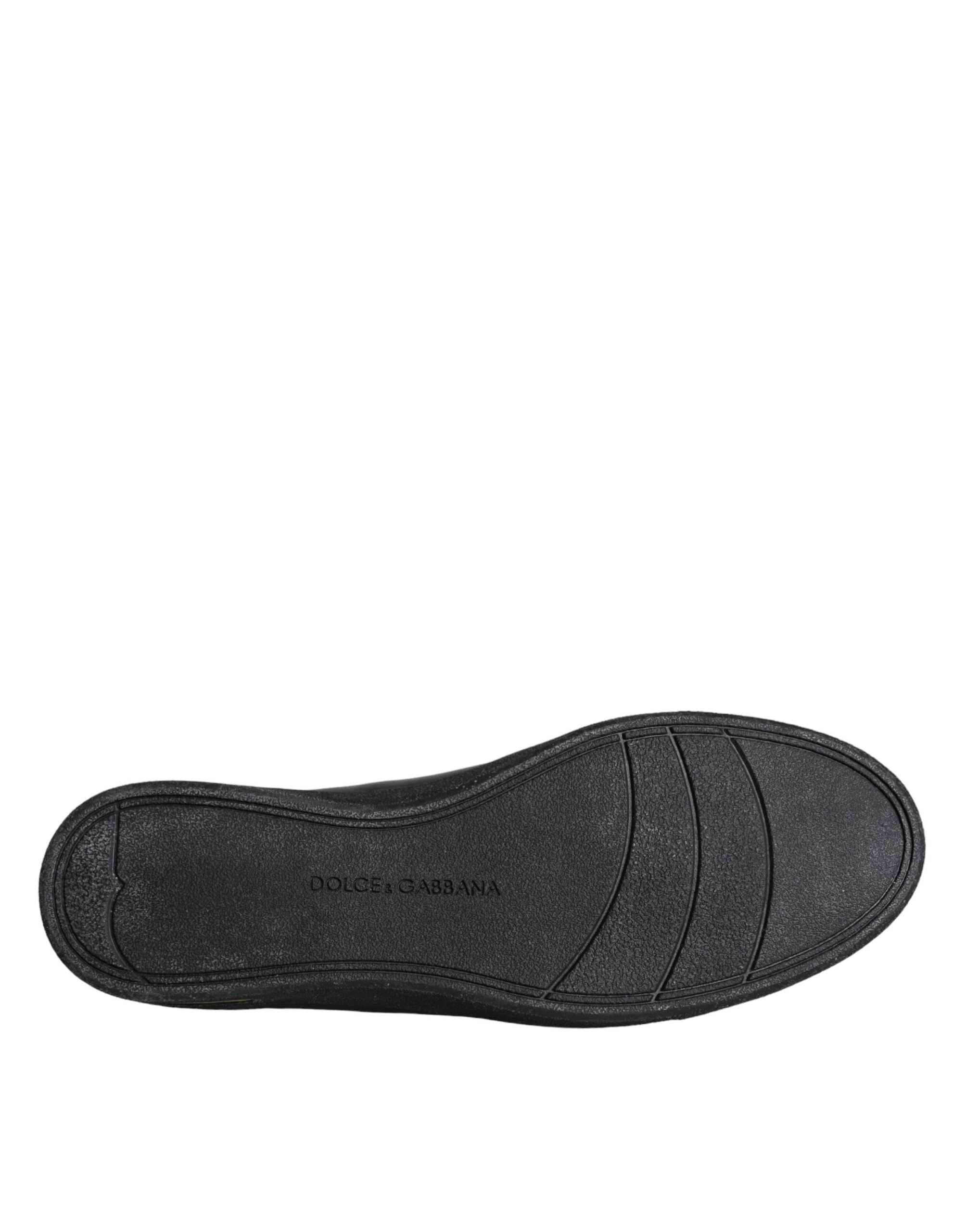 Dolce &amp; Gabbana Klassische Sneakers aus schwarzem und goldenem Leder