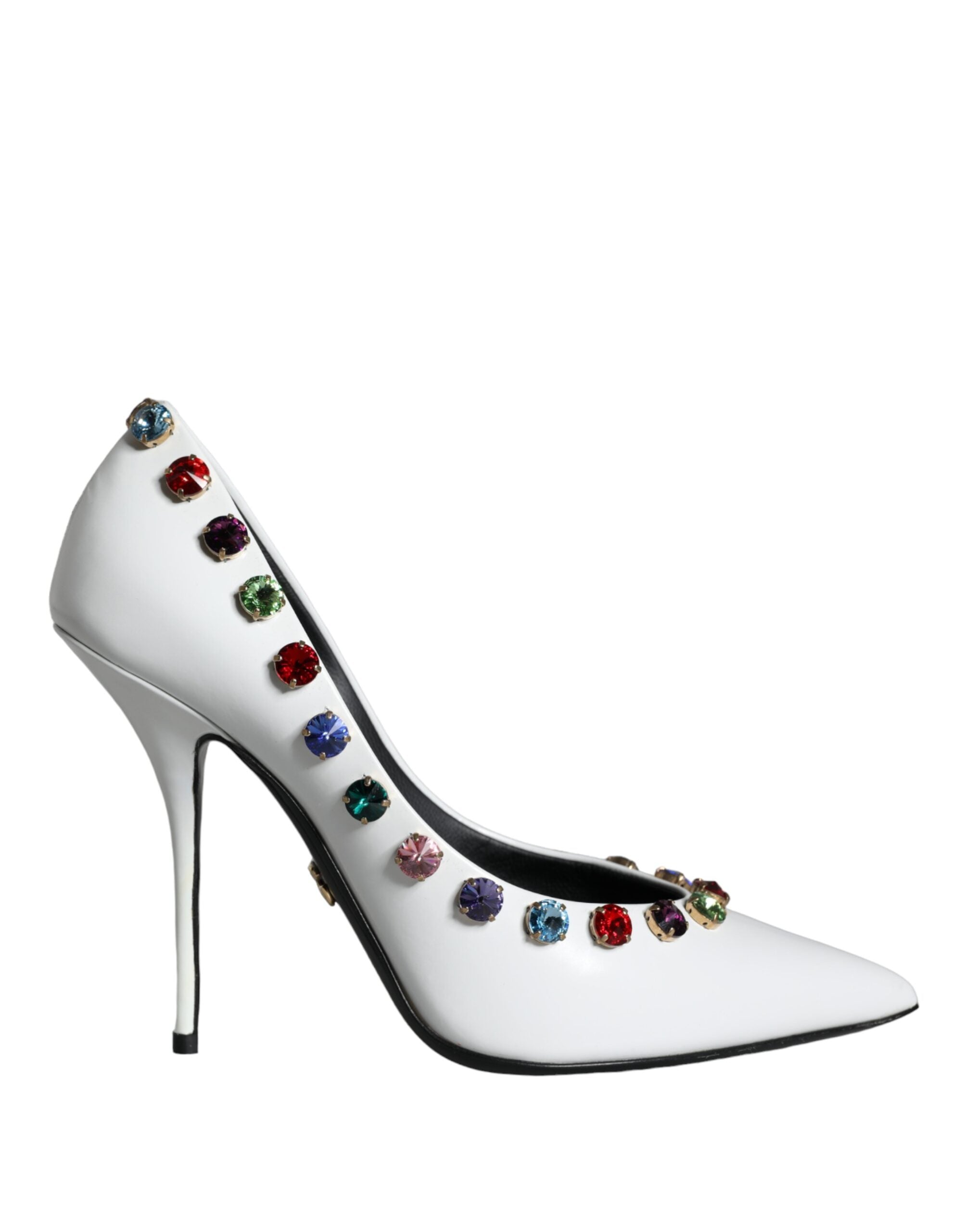 Dolce &amp; Gabbana Weiße Kristall Leder High Heels Pumps Schuhe