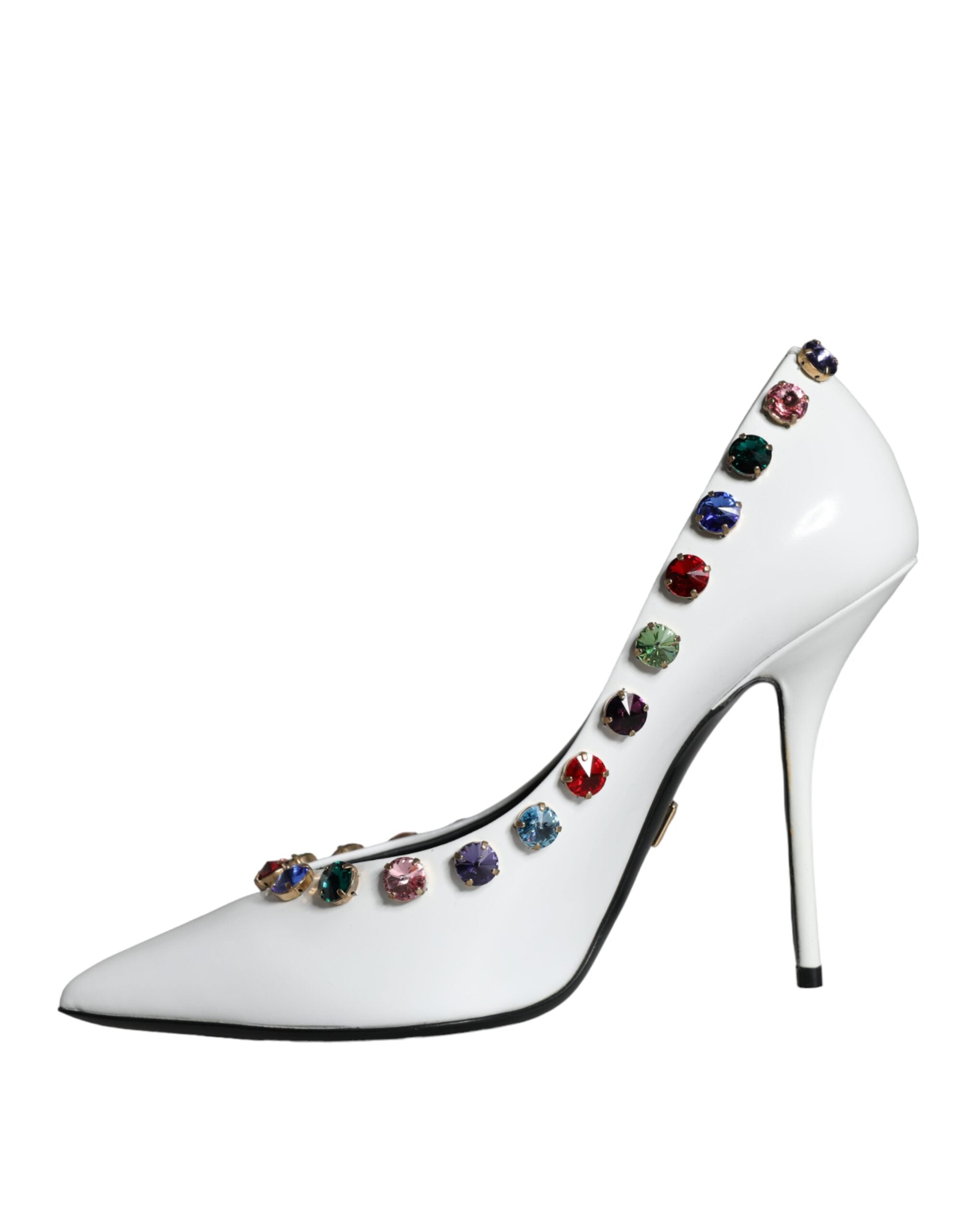 Dolce &amp; Gabbana Weiße Kristall Leder High Heels Pumps Schuhe