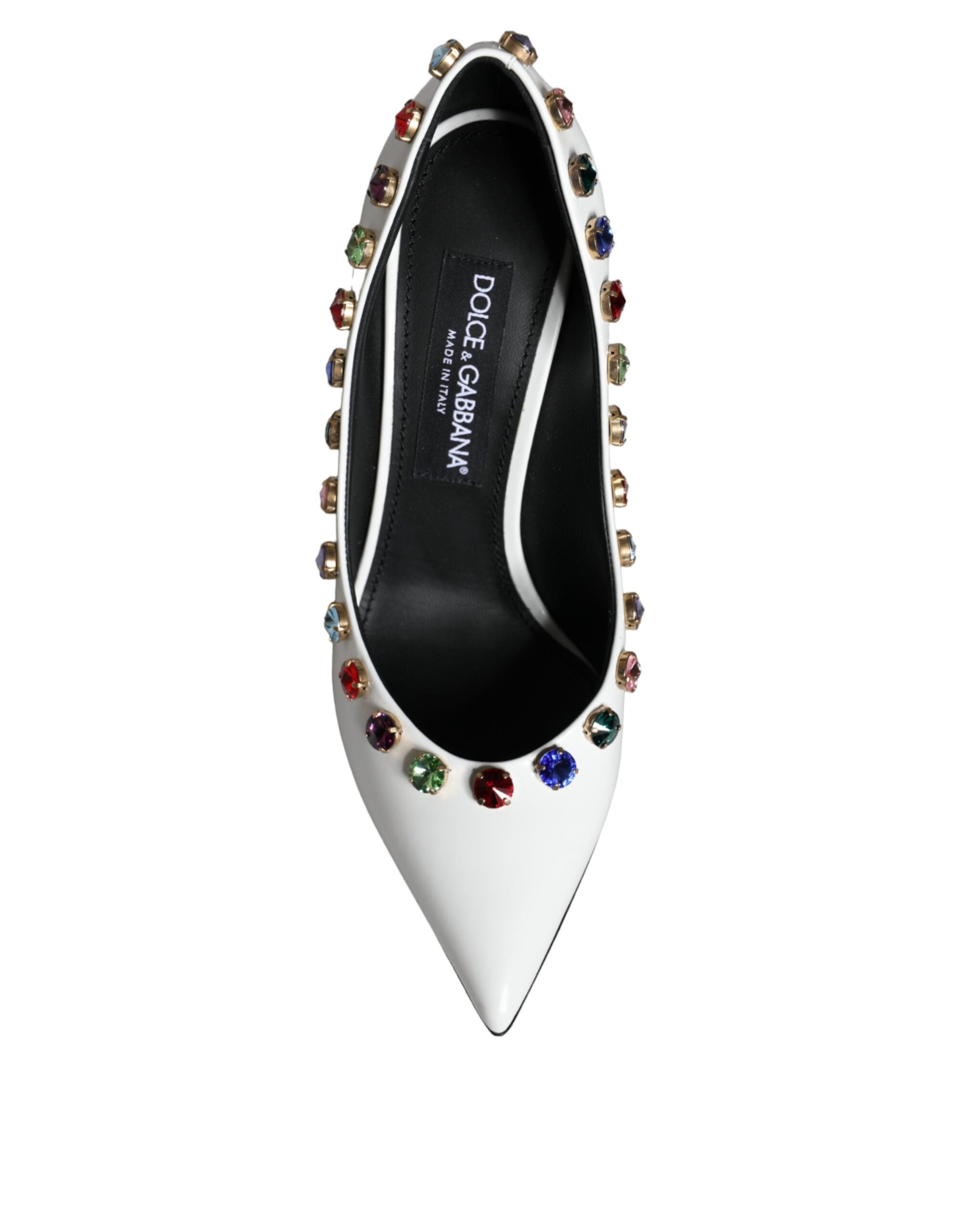 Dolce &amp; Gabbana Weiße Kristall Leder High Heels Pumps Schuhe