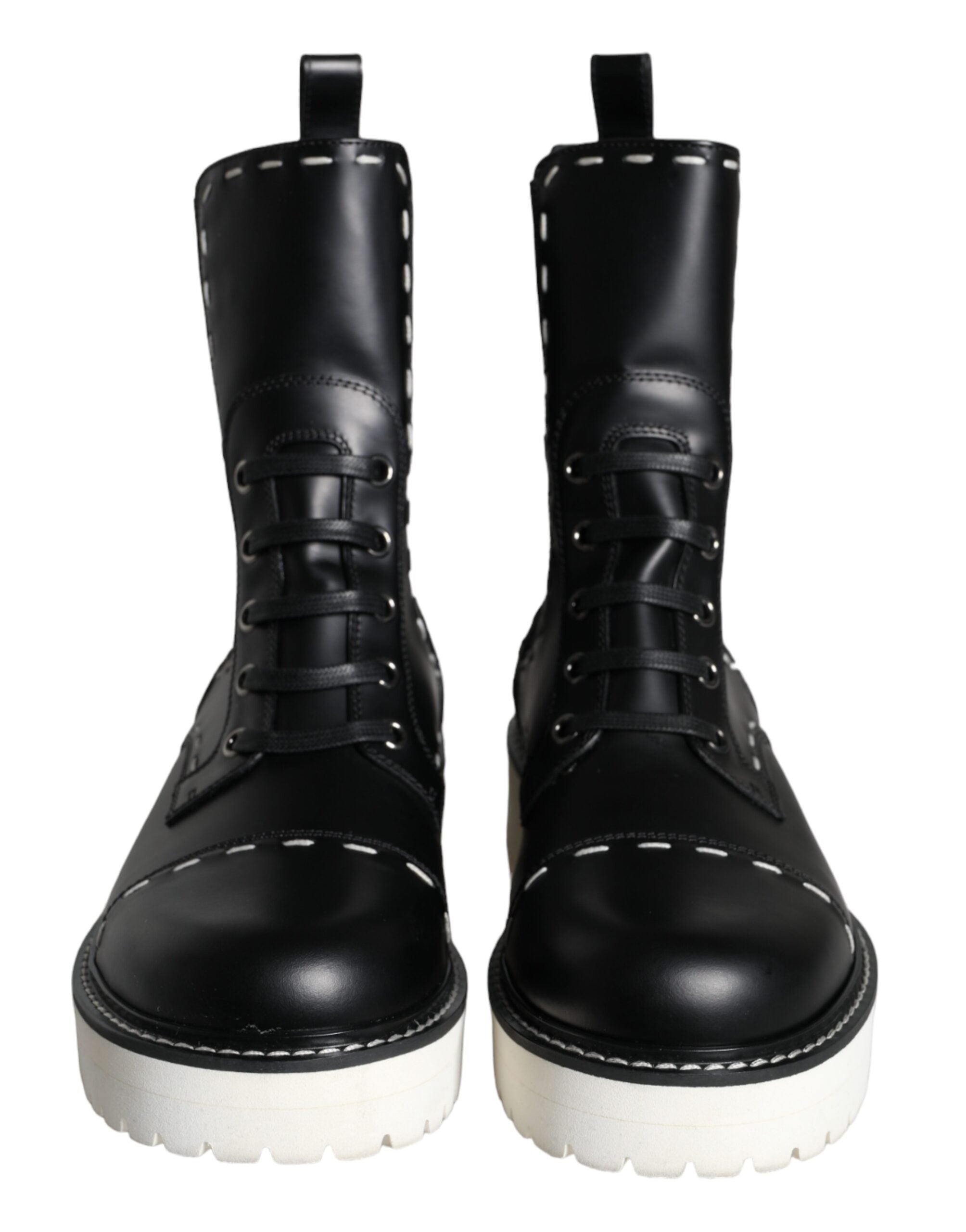 Dolce &amp; Gabbana – Schwarze Combat-Stiefel aus Leder mit halbhoher Wade