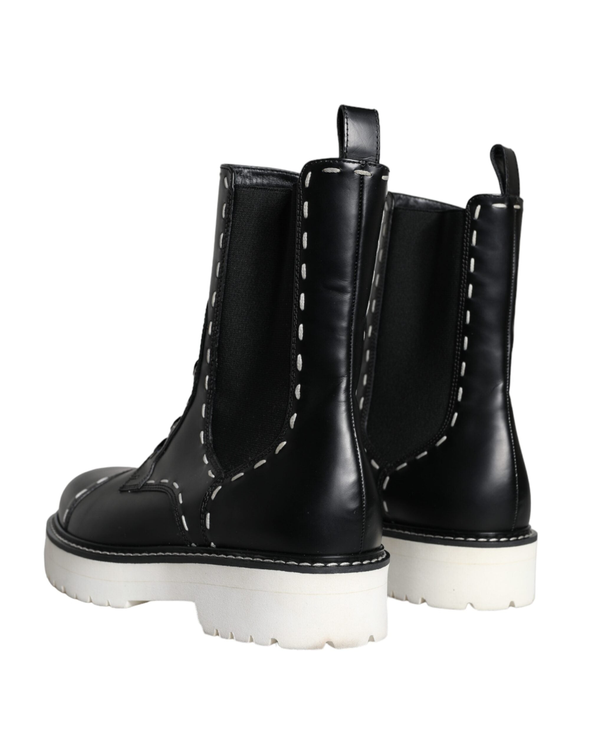 Dolce &amp; Gabbana – Schwarze Combat-Stiefel aus Leder mit halbhoher Wade