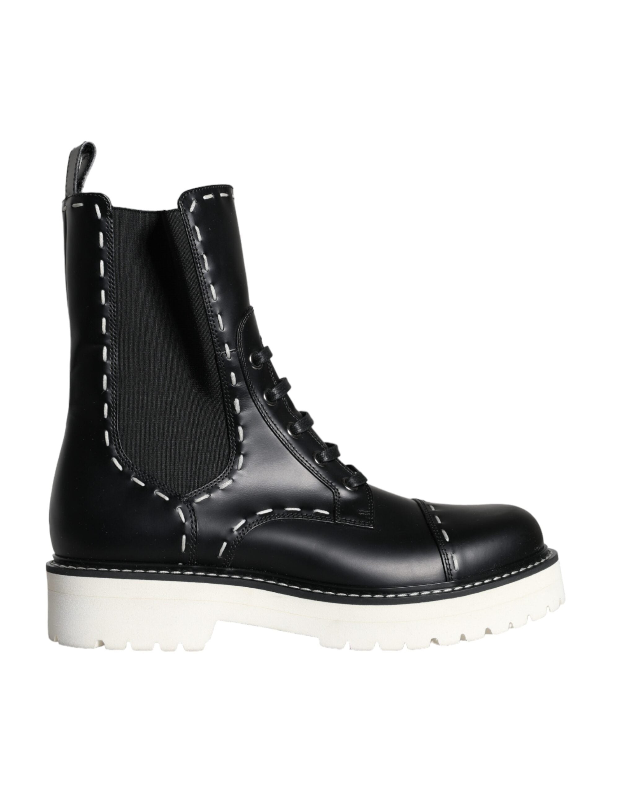 Dolce &amp; Gabbana – Schwarze Combat-Stiefel aus Leder mit halbhoher Wade
