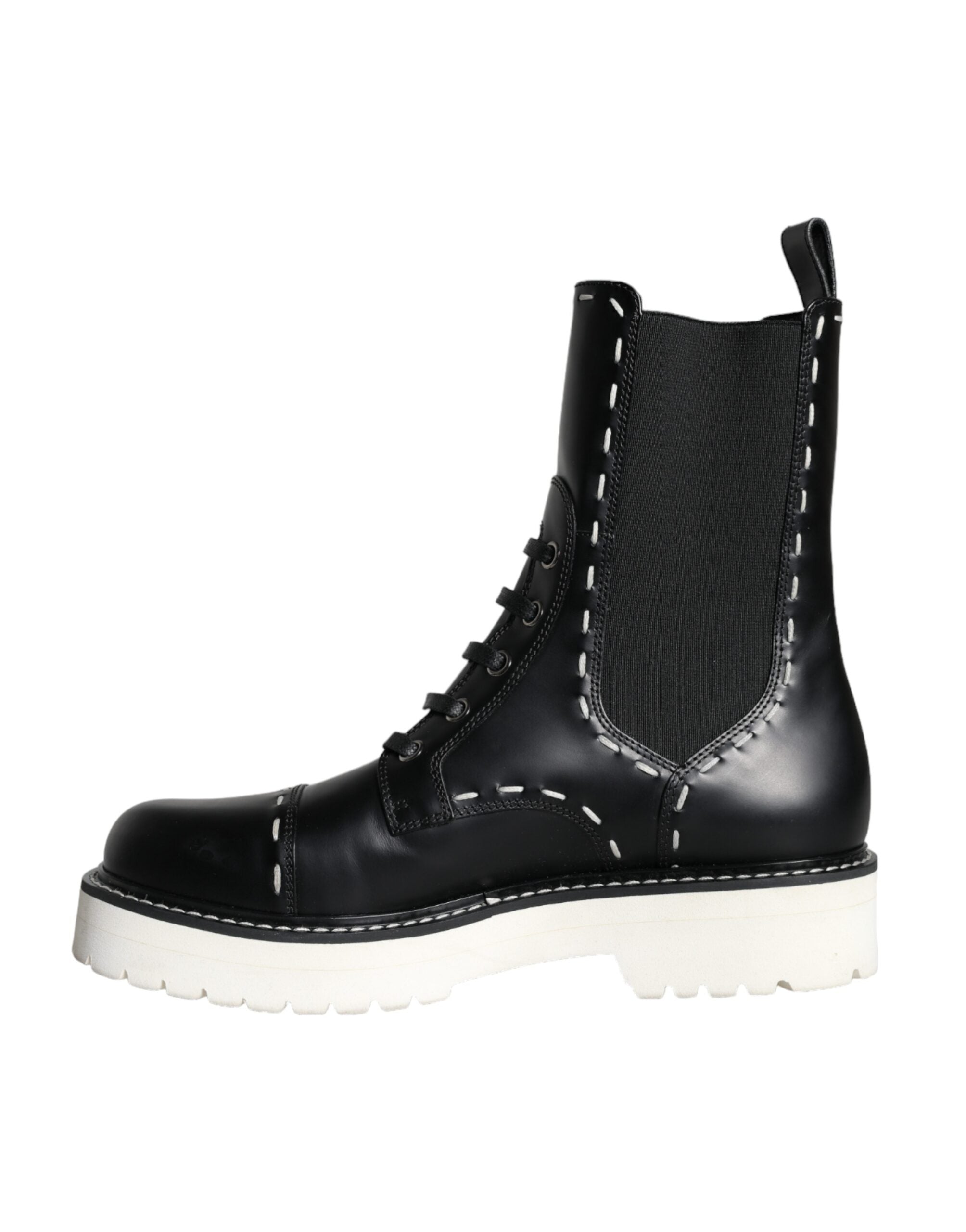 Dolce &amp; Gabbana – Schwarze Combat-Stiefel aus Leder mit halbhoher Wade