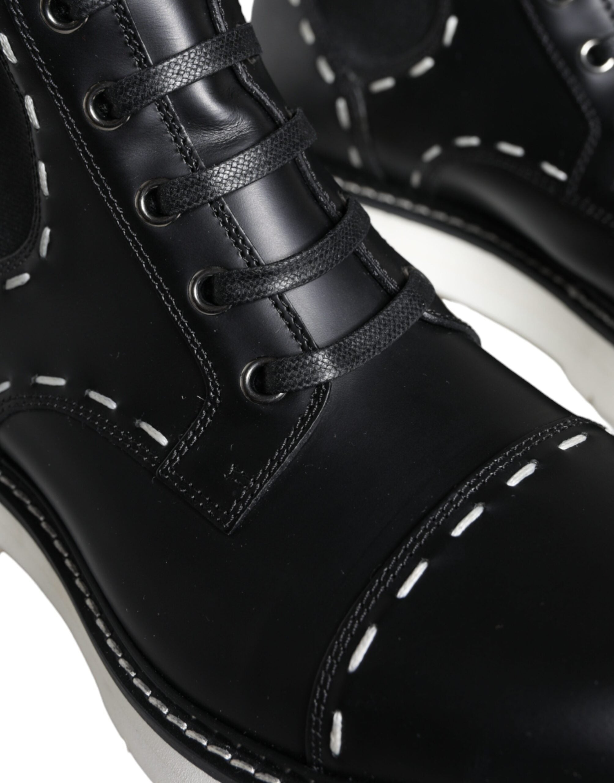 Dolce &amp; Gabbana – Schwarze Combat-Stiefel aus Leder mit halbhoher Wade