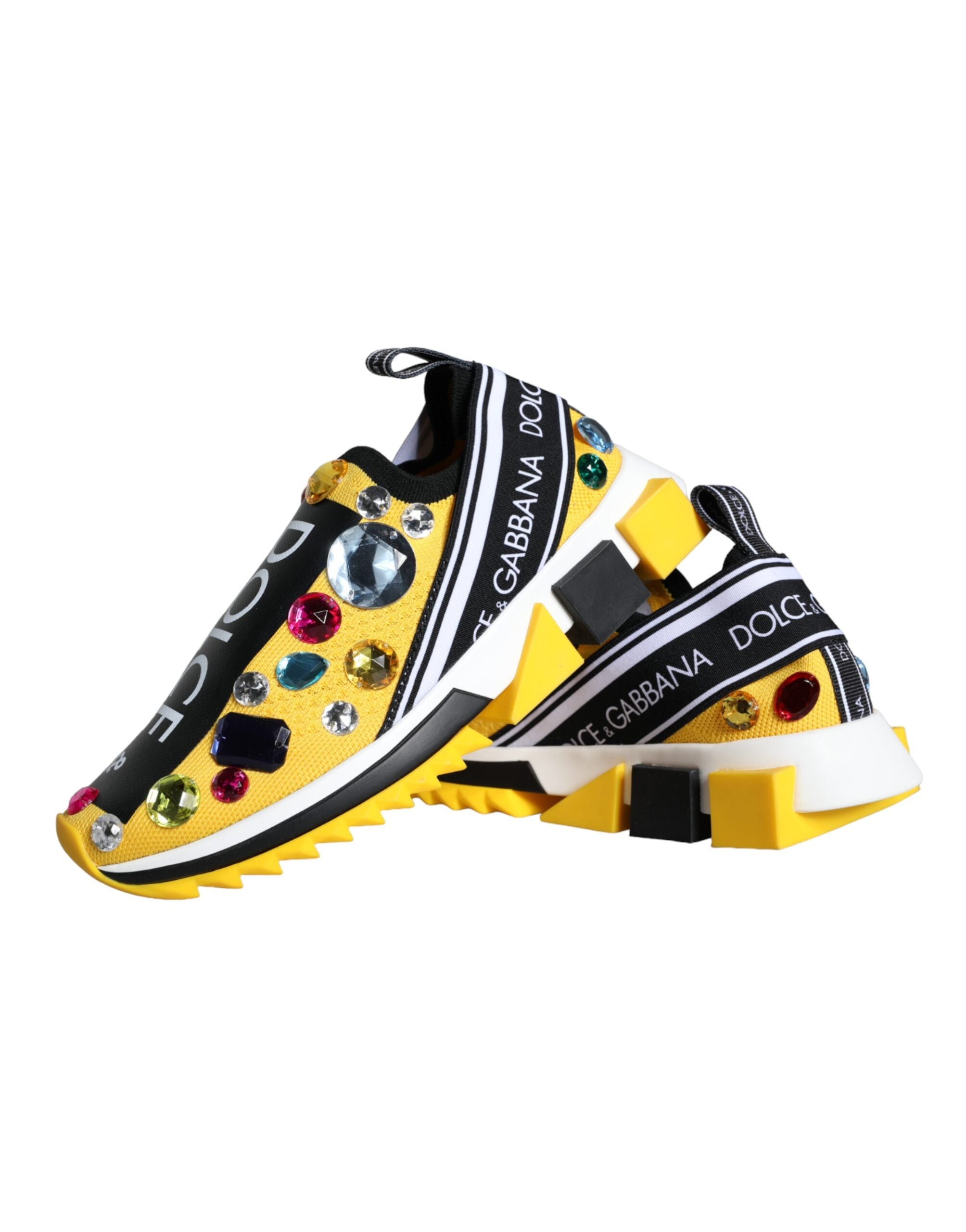 Dolce &amp; Gabbana Gelbe Sorrento Kristalle Sneakers Damenschuhe