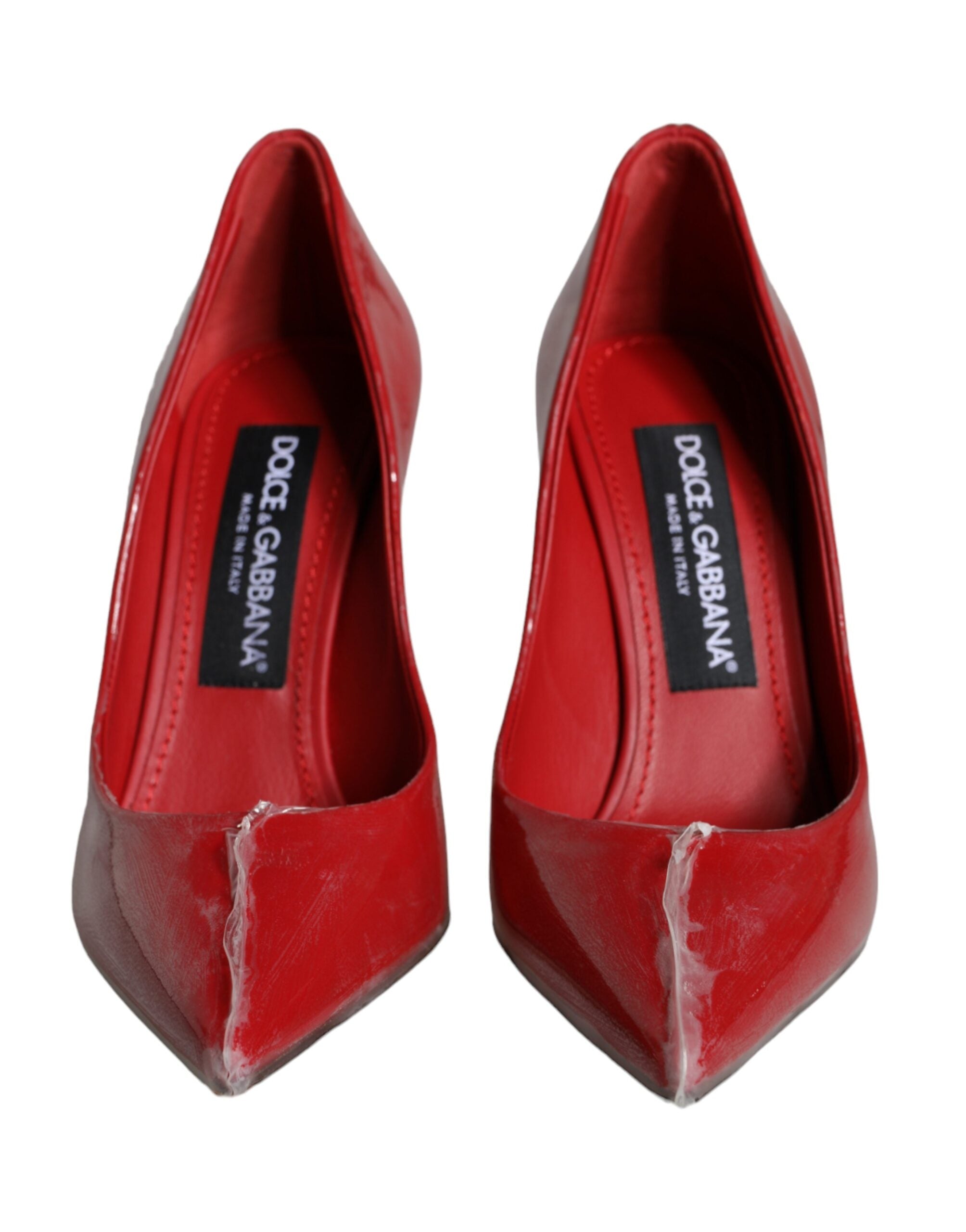 Dolce &amp; Gabbana Rote Lackleder Kunstperlen Heels Pumps Schuhe