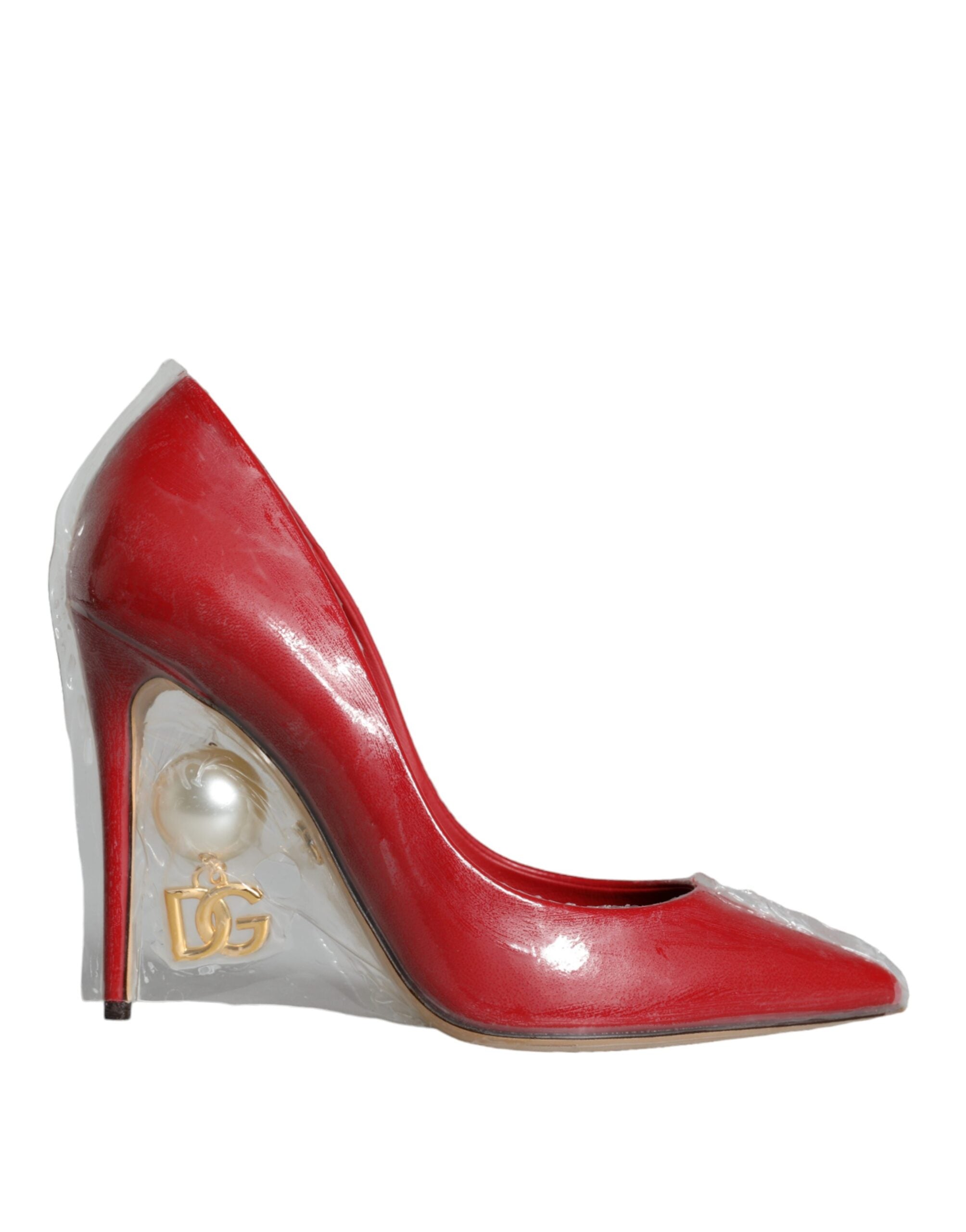 Dolce &amp; Gabbana Rote Lackleder Kunstperlen Heels Pumps Schuhe
