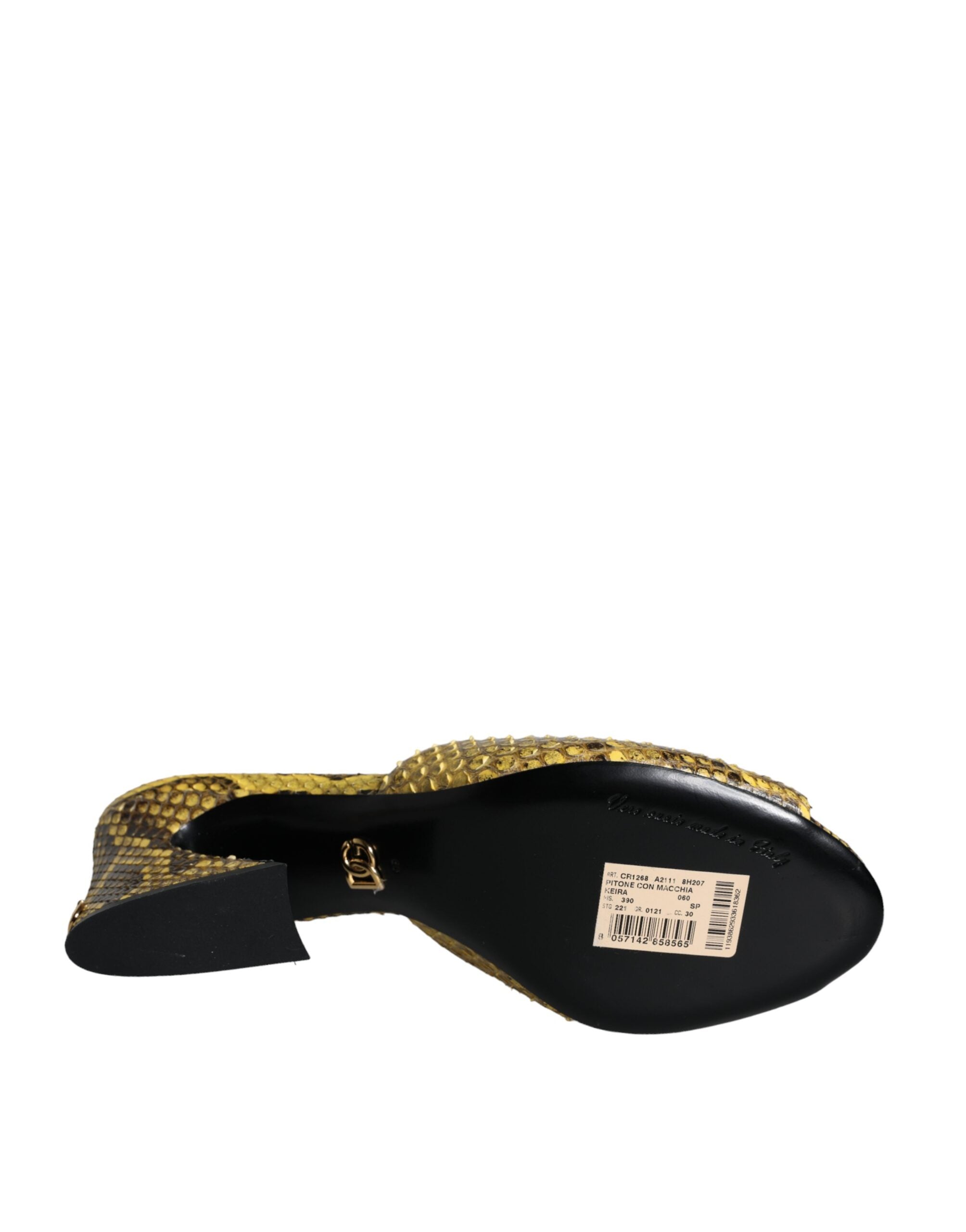 Dolce &amp; Gabbana – Gelbe Pantoletten aus Leder mit Blockabsatz