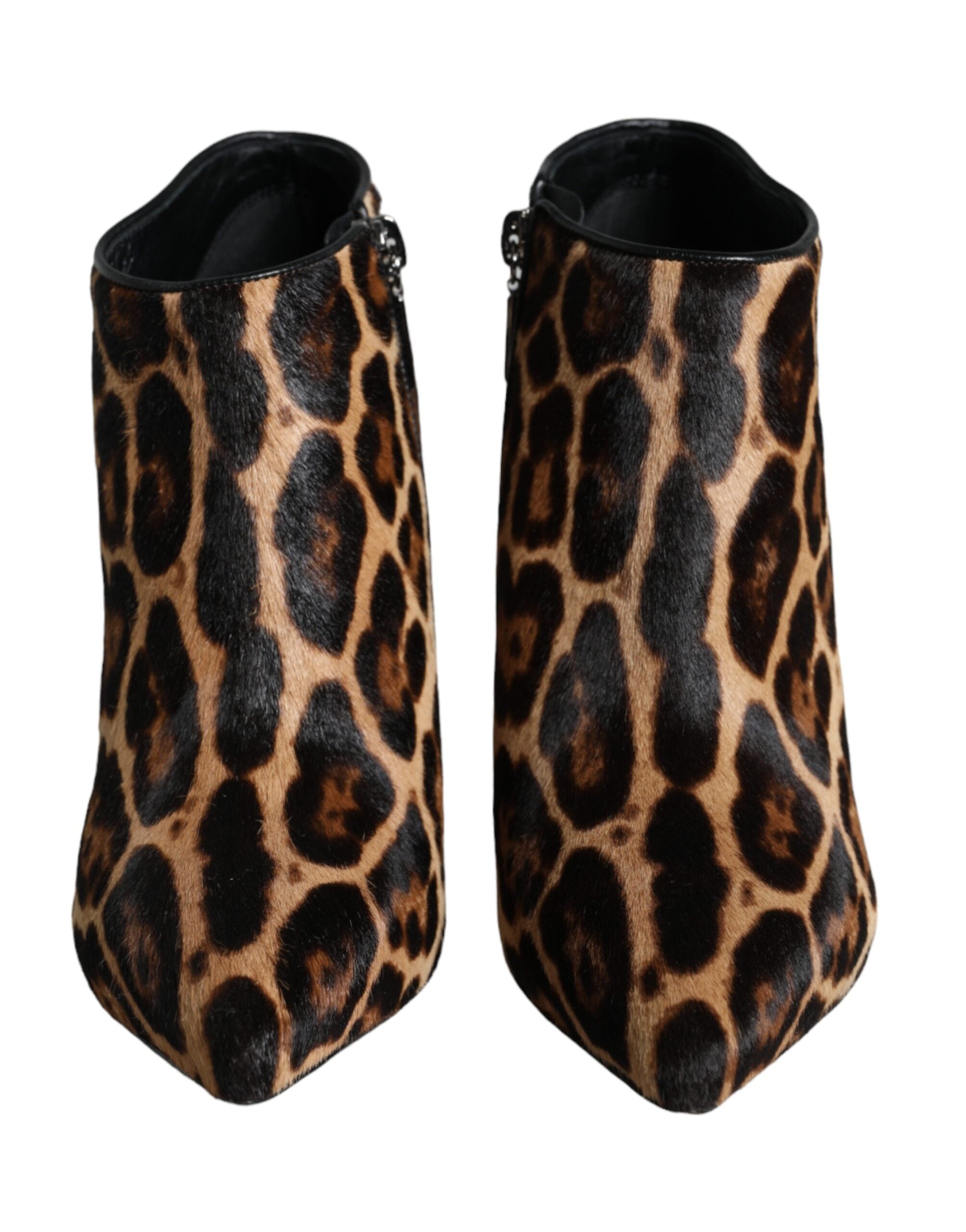 Dolce &amp; Gabbana Braune Leoparden-Kalbsfell-Heels Ankle Boots Schuhe