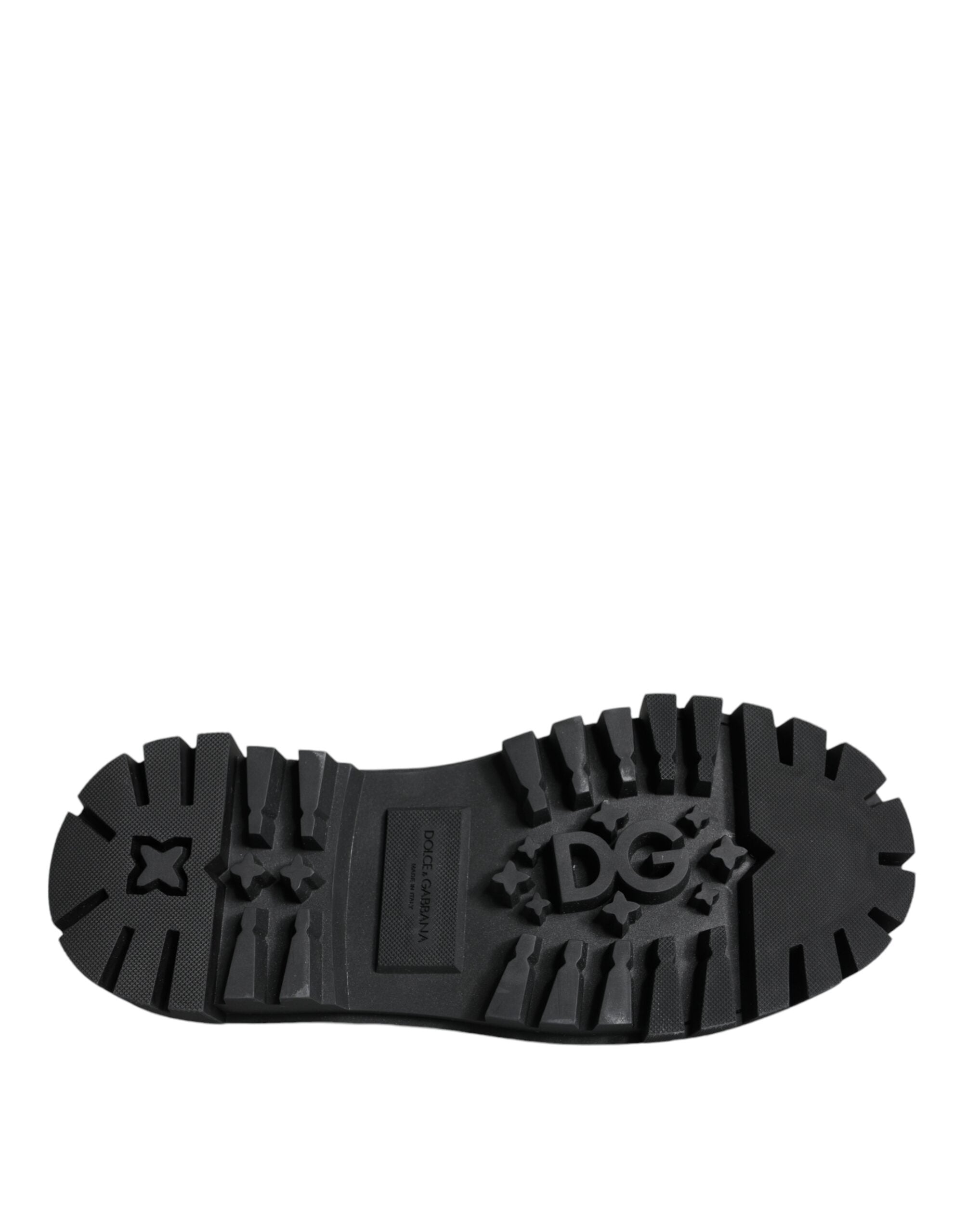 Pantofi Dolce &amp; Gabbana negri din piele cu imprimeu Derby de trekking