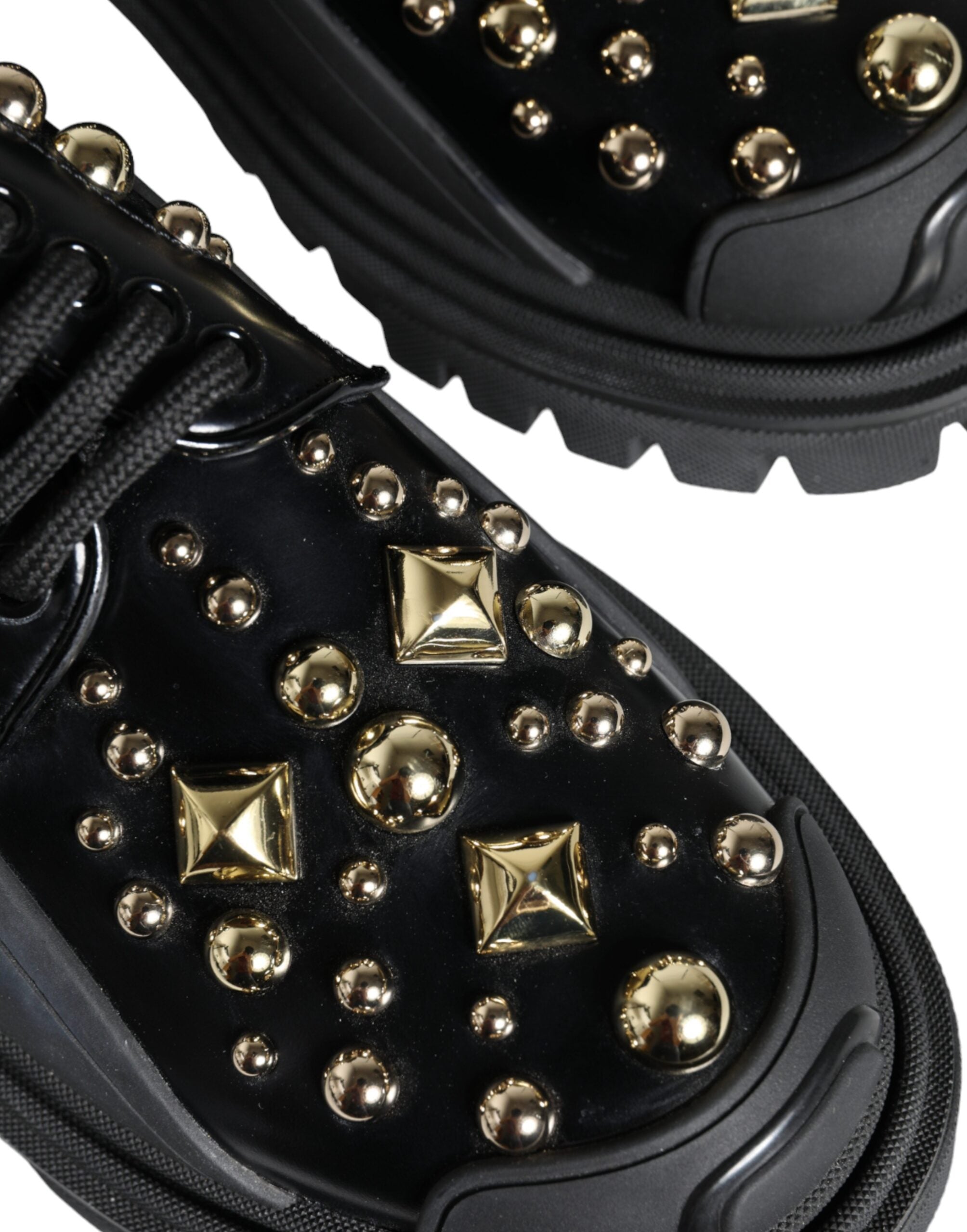 Pantofi Dolce &amp; Gabbana negri din piele cu imprimeu Derby de trekking