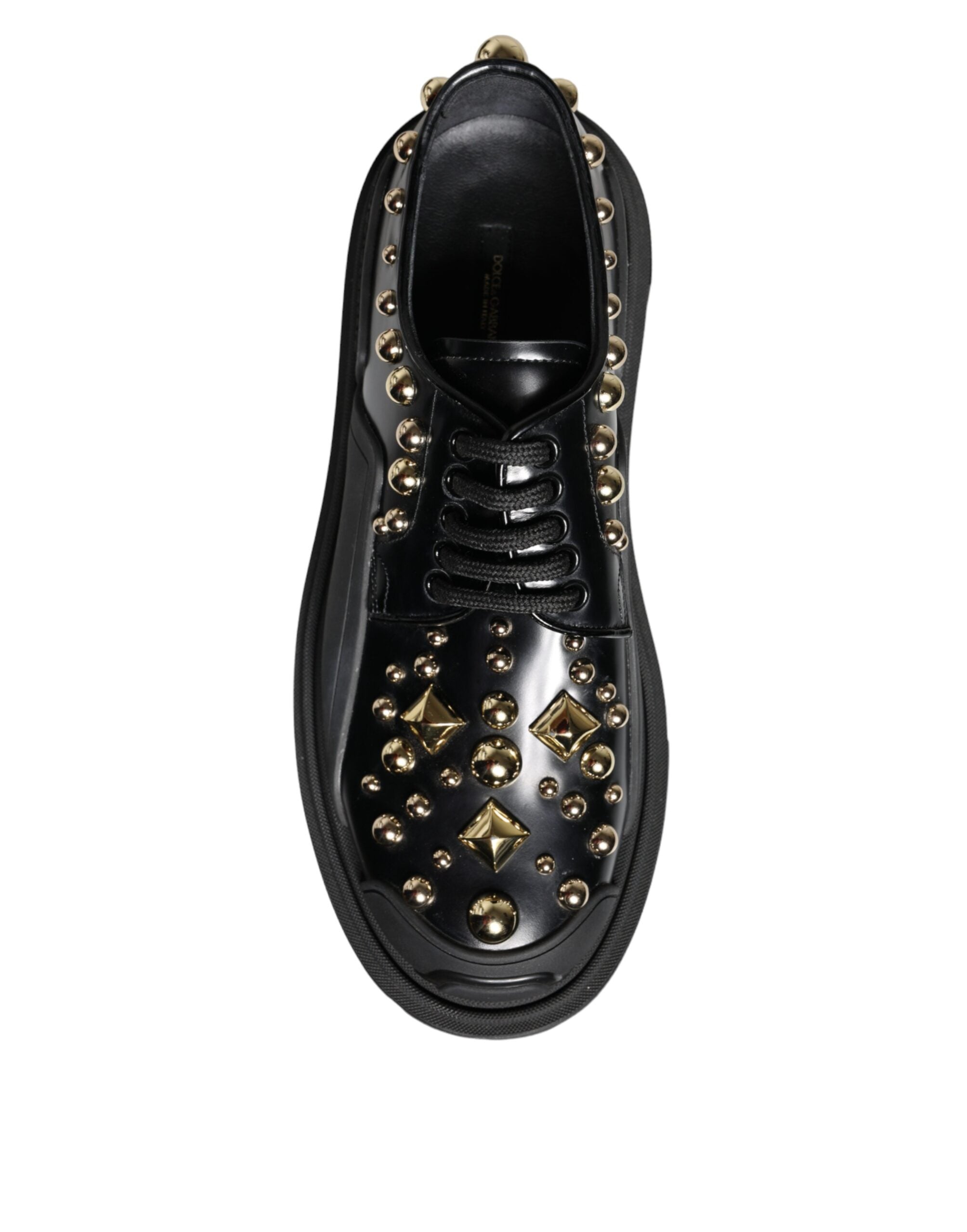 Pantofi Dolce &amp; Gabbana negri din piele cu imprimeu Derby de trekking